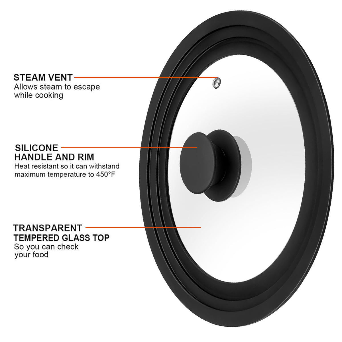 Universal Silicone Tempered Glass Lid for Pots & Pans