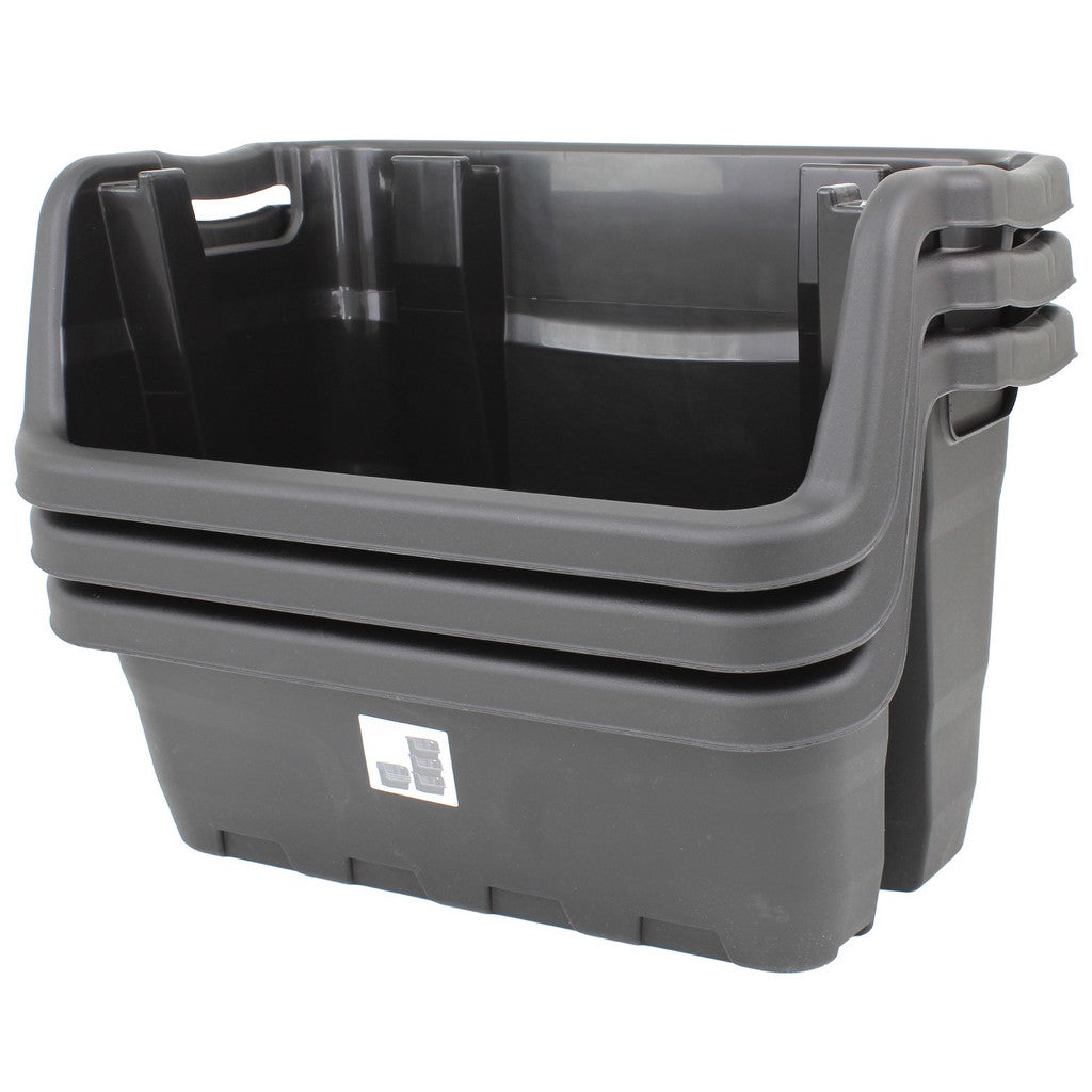 Hard Plastic Black Stackable Storage Bins