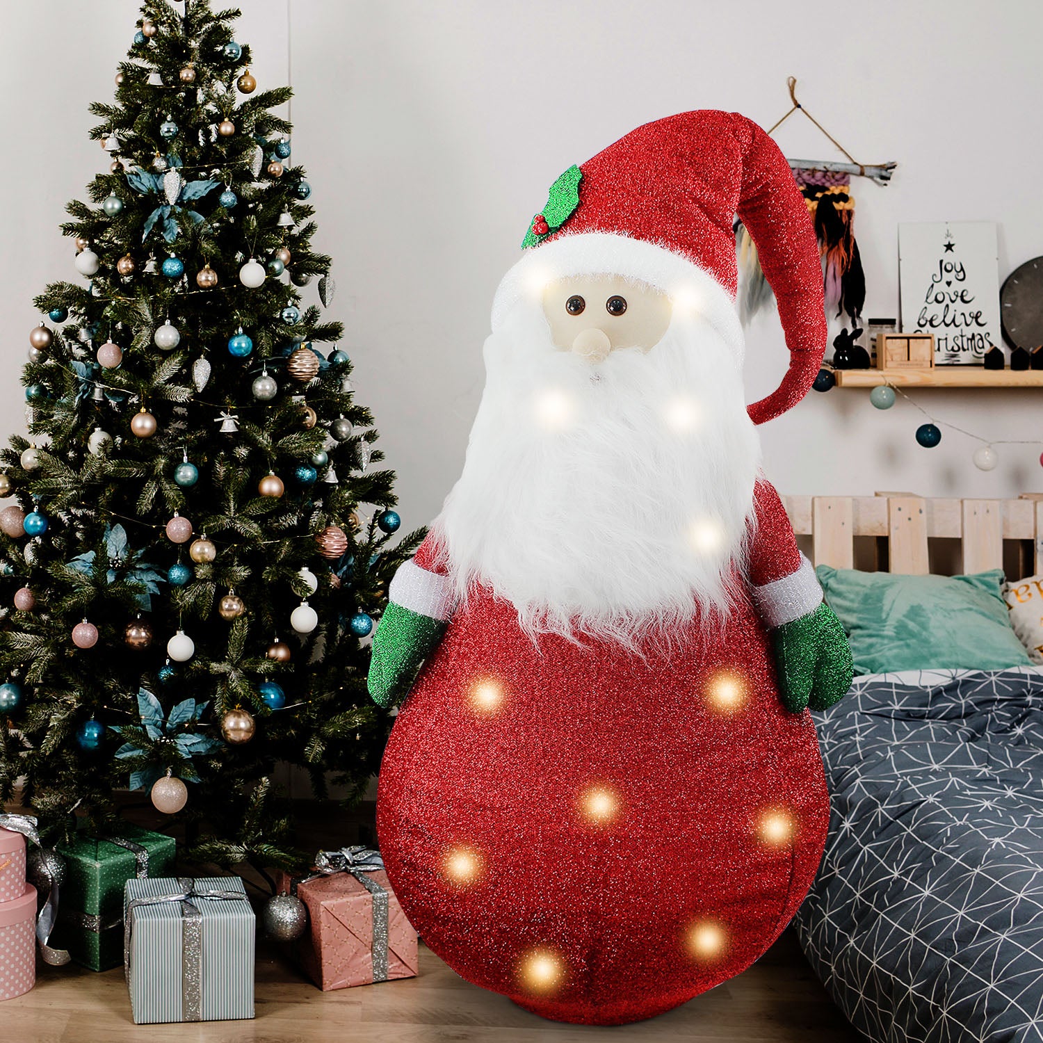 10 LED 140cm Standing Santa Decoration