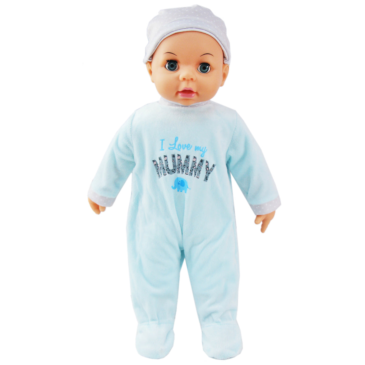 45cm Baby Doll with Hat & Fleece Babygrow | Pink or Blue Option