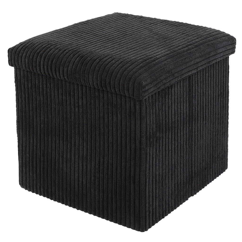 Black Corduroy Storage Footstool