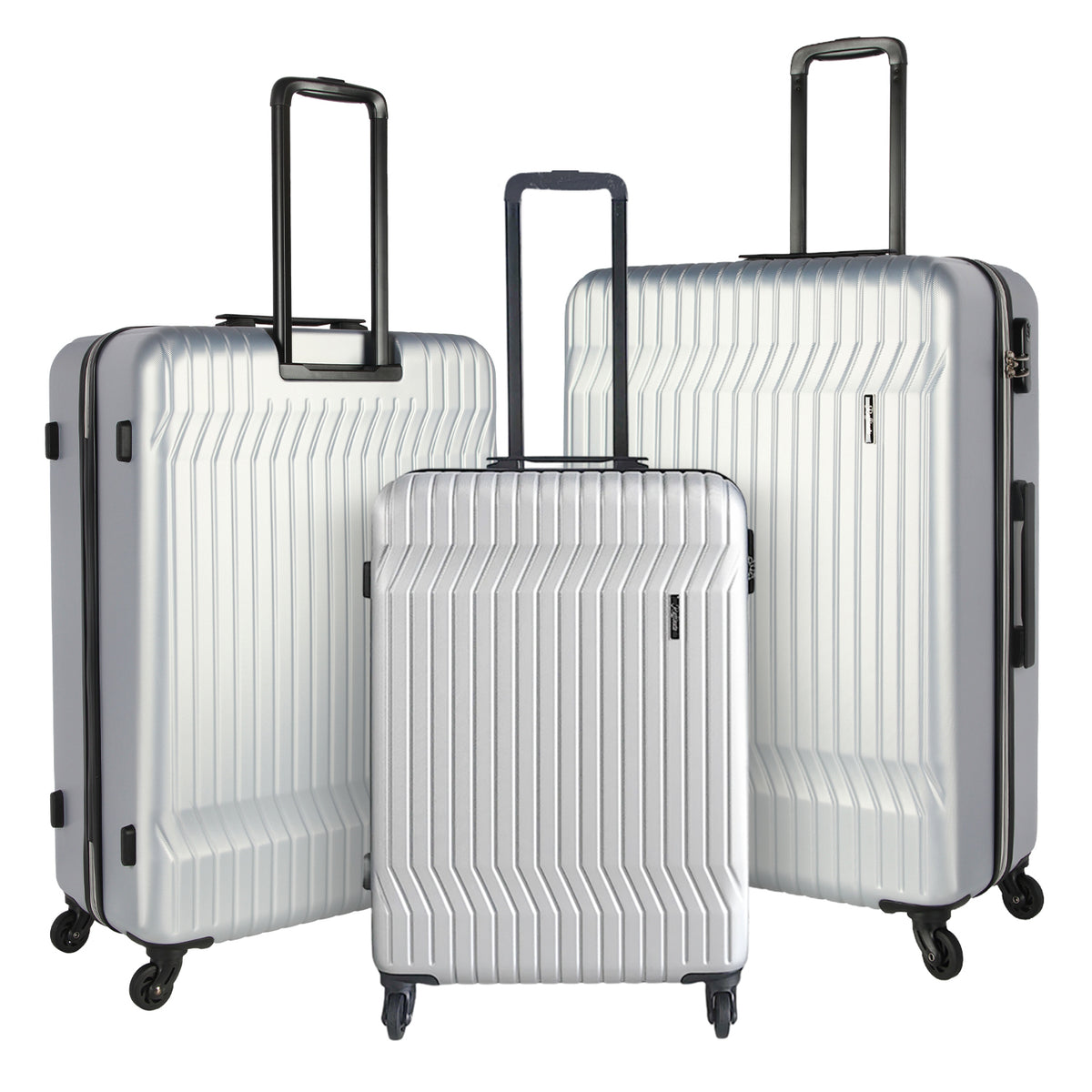 Set of 3 Hard Shell Luggage Suitcases - 20", 24", & 28" | Black or Silver