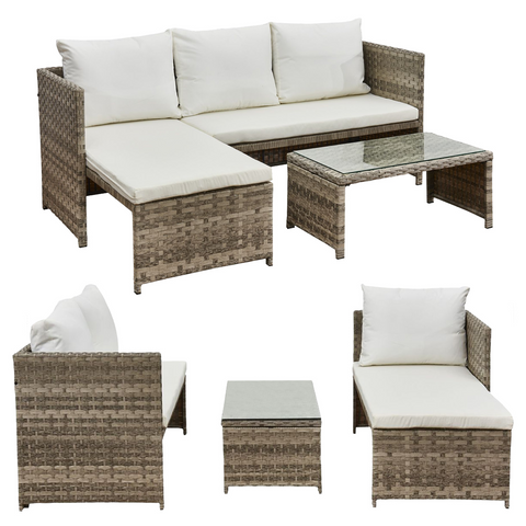 Florence Beige & Cream Outdoor Corner Sofa Set with Table