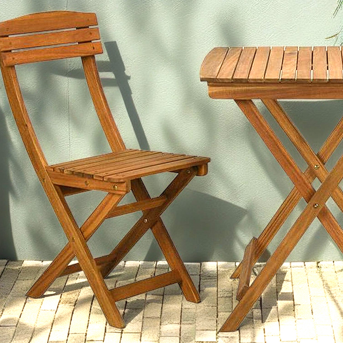 3 Piece Wooden Folding Garden Furniture Bistro Set