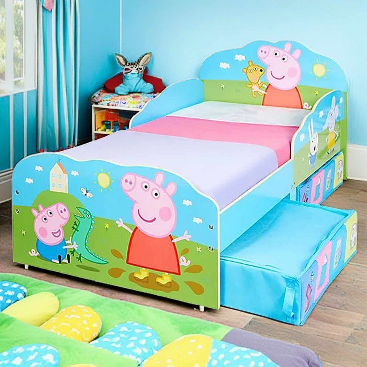 Peppa Pig & George Toddler Bed with Storage Drawers