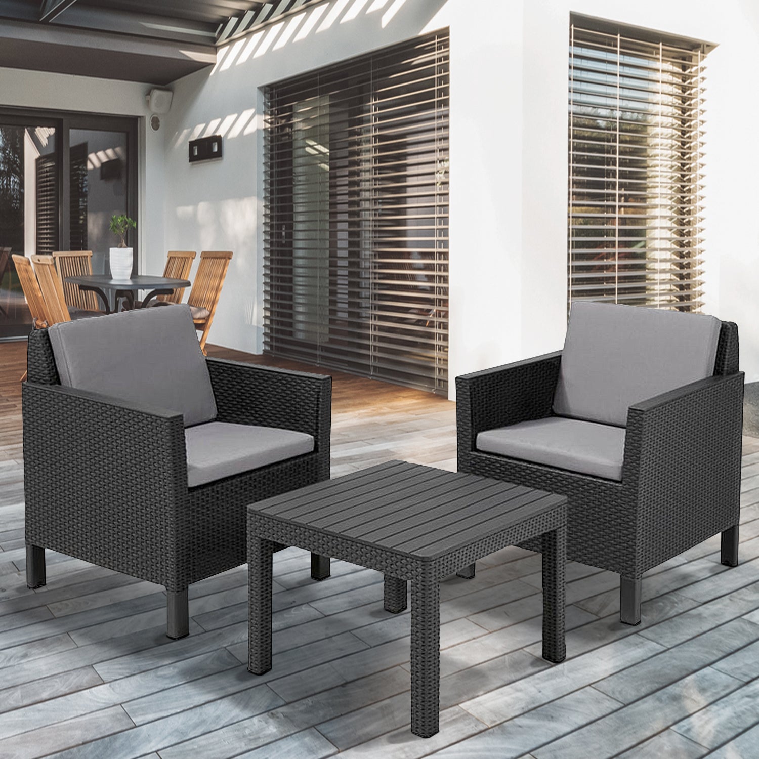 Keter Chicago 2 Seater Grey Balcony Set