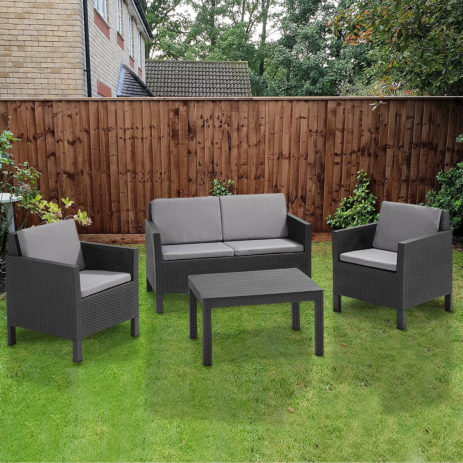 Keter Chicago 4 Seat Outdoor Grey Sofa Set