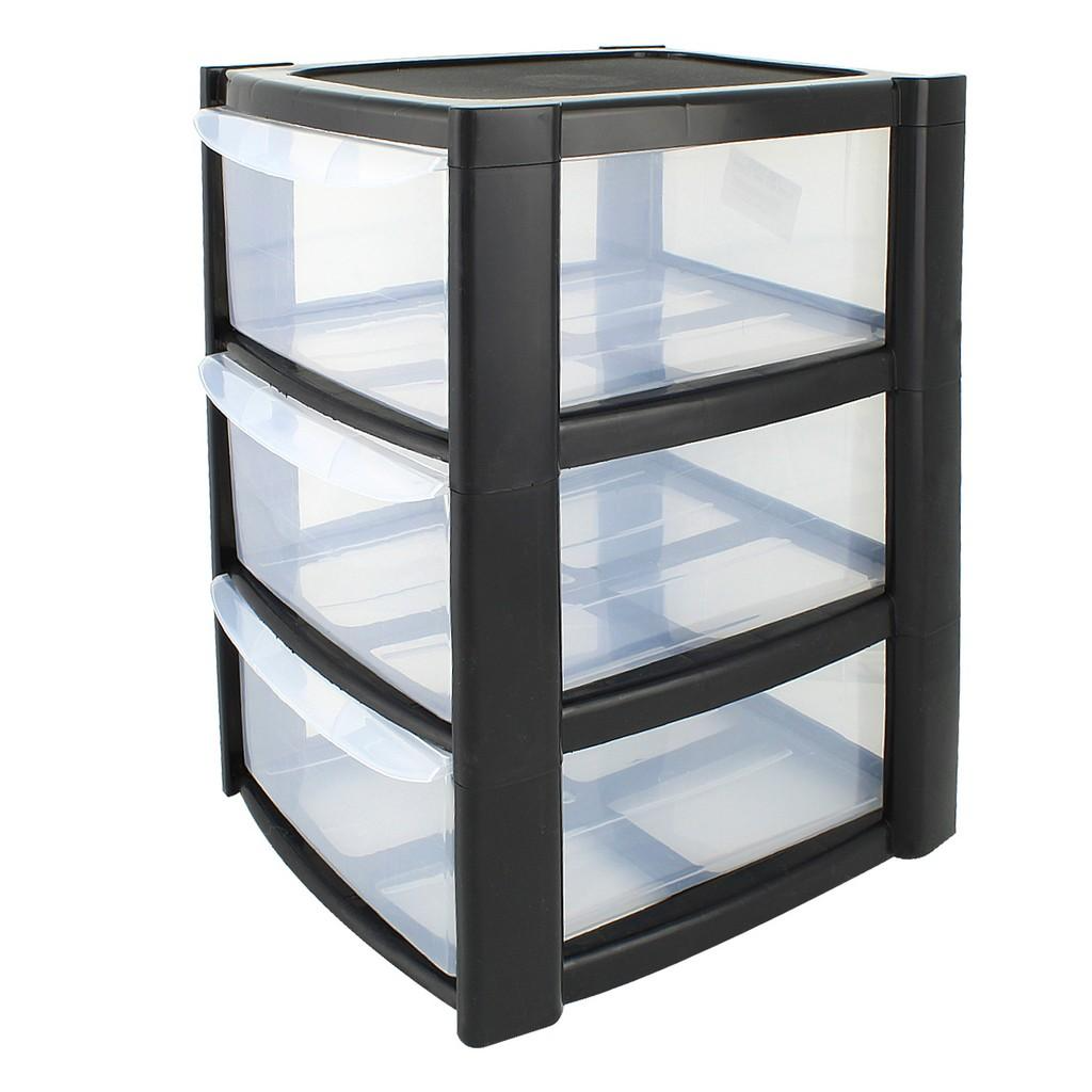 Black 3 or 4 Drawer Small Storage Tower Unit