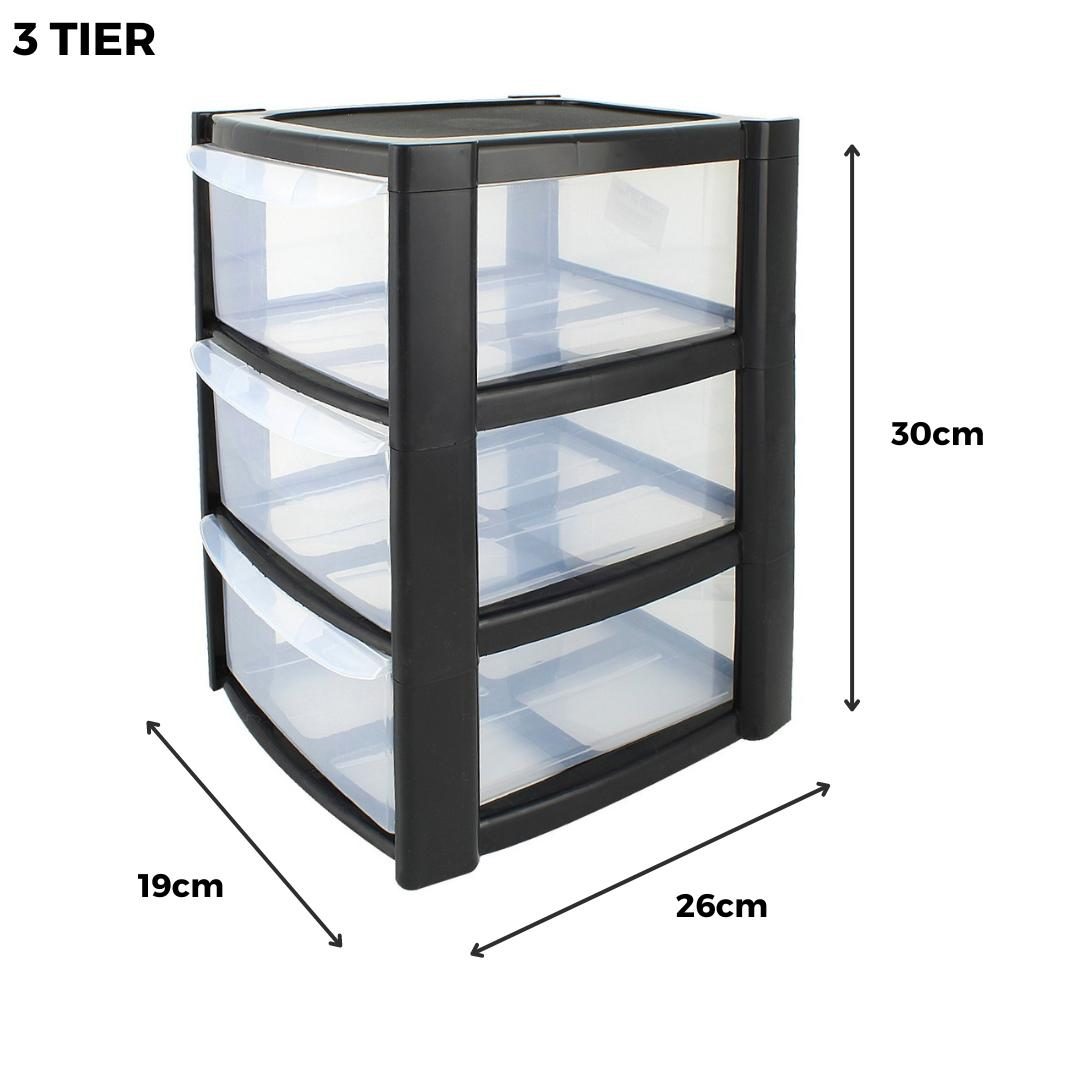 Black 3 or 4 Drawer Small Storage Tower Unit