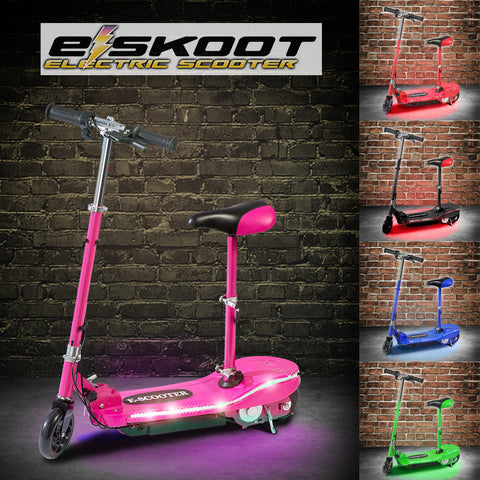 Kids Pink Electric Scooter With Seat & LED Lights