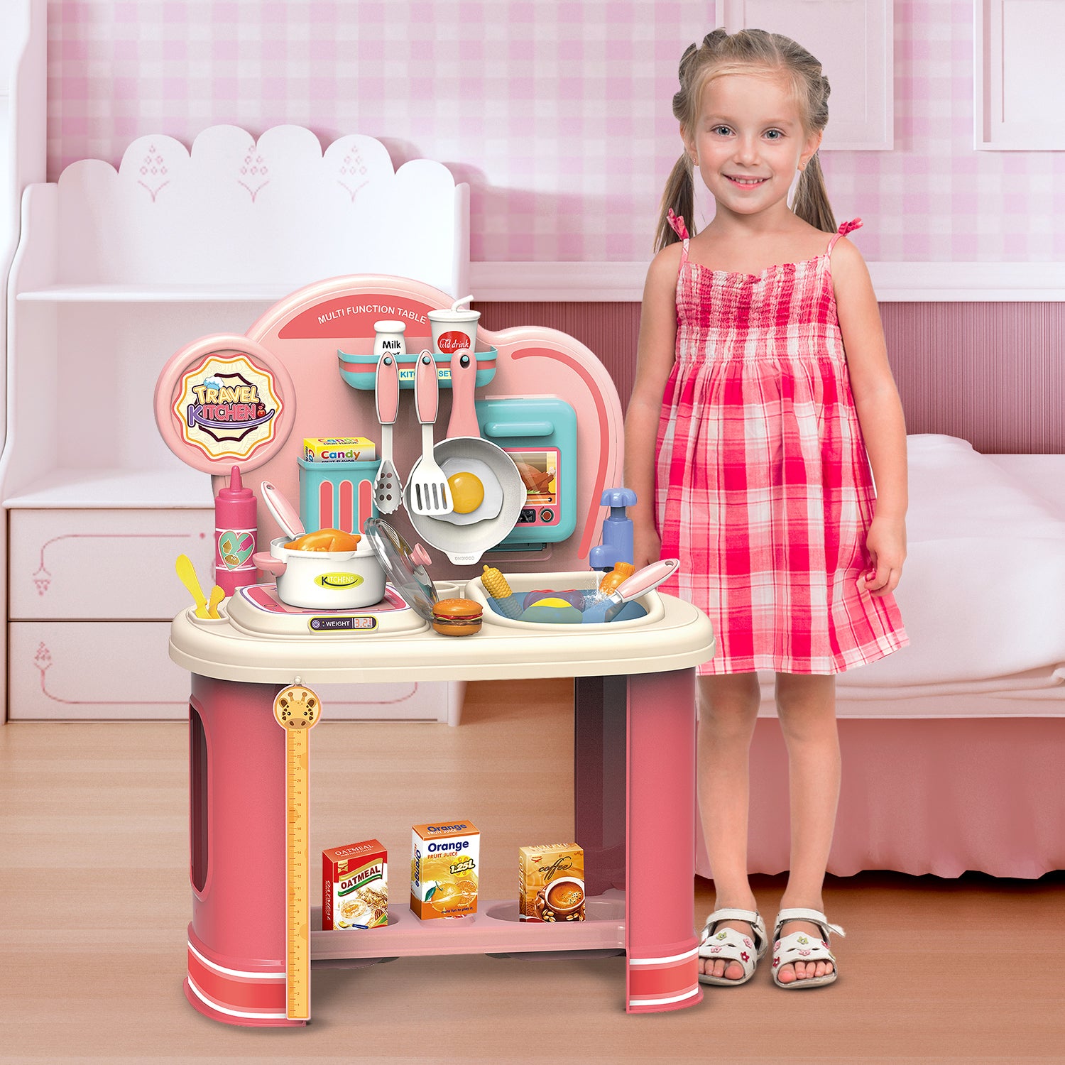 Pink Kids Kitchen Play Station