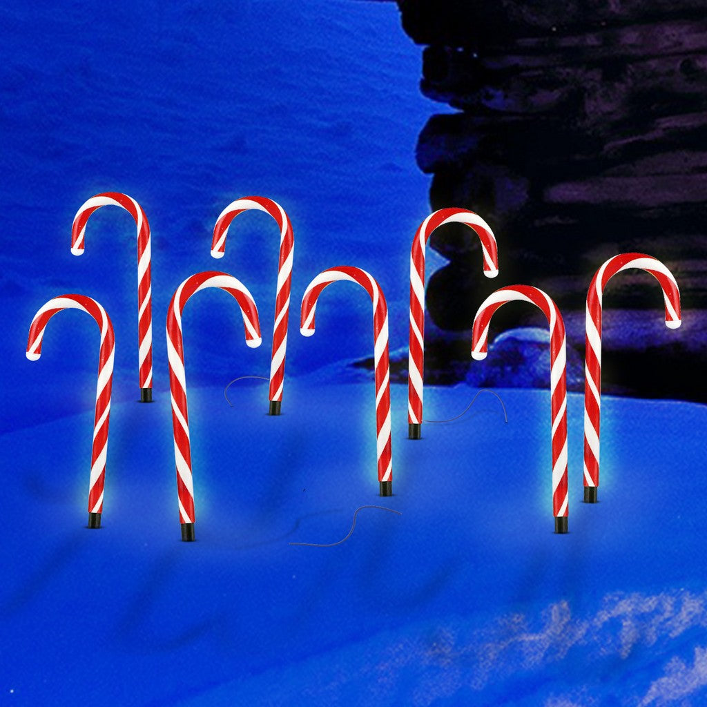 8PC LED Light-Up Candy Cane Ground Lamp Set