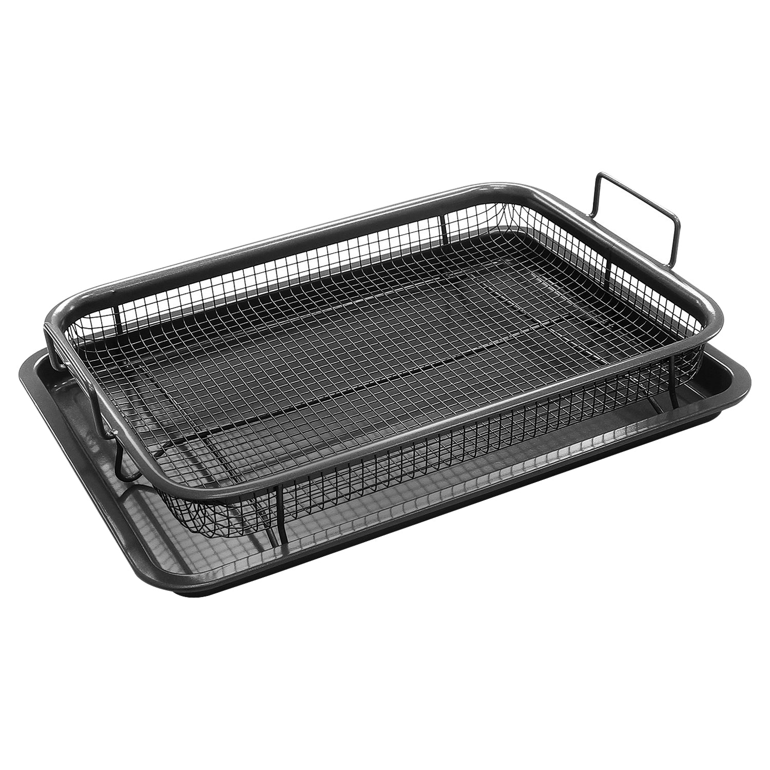 2 Piece Air Fryer Crisper Tray with Oven Tray & Elevated Mesh Crisping Basket