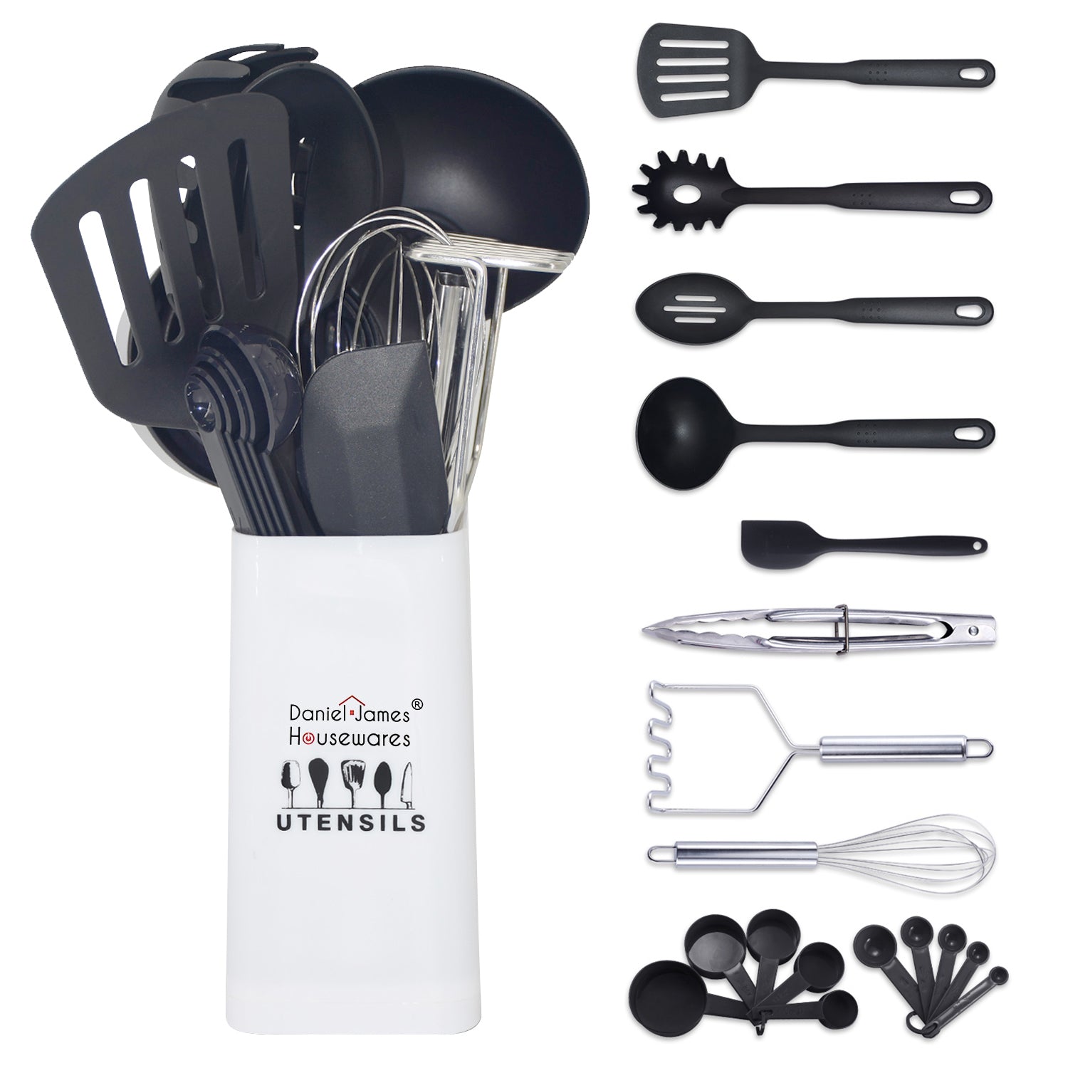 19 Piece Kitchen Utensil Set with Utensil Holder