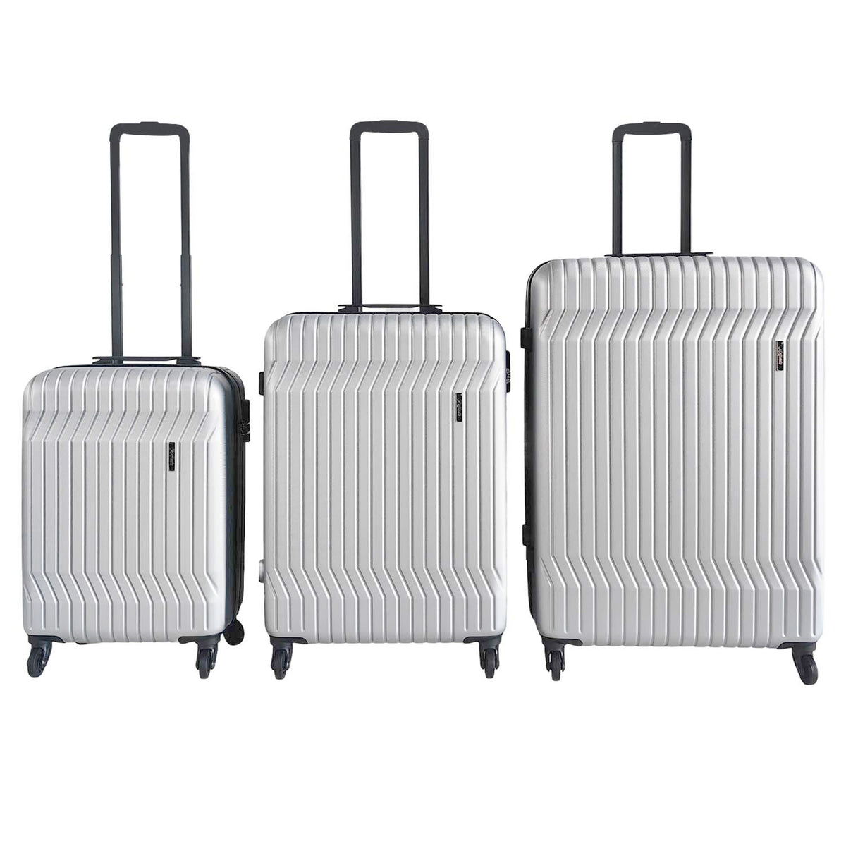 Set of 3 Hard Shell Luggage Suitcases - 20", 24", & 28" | Black or Silver