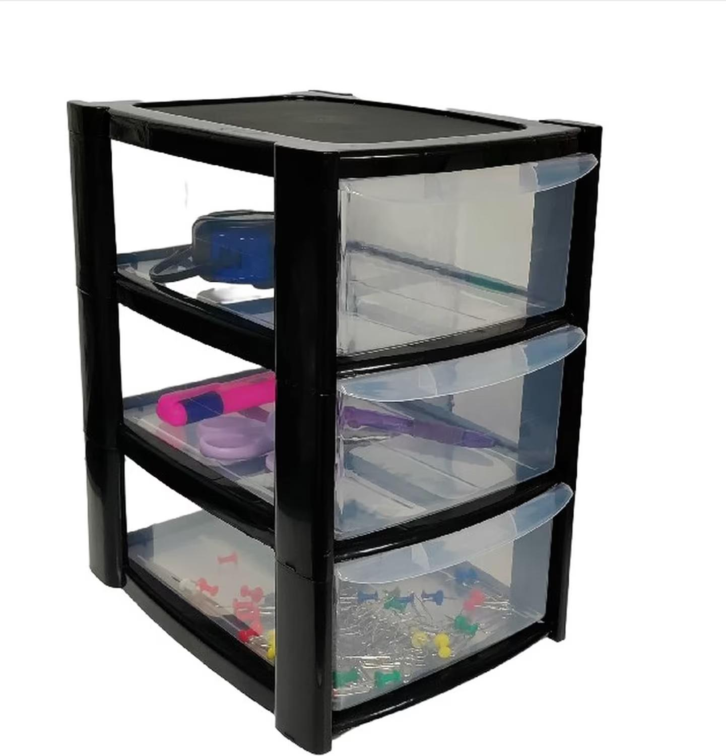 Black 3 or 4 Drawer Small Storage Tower Unit