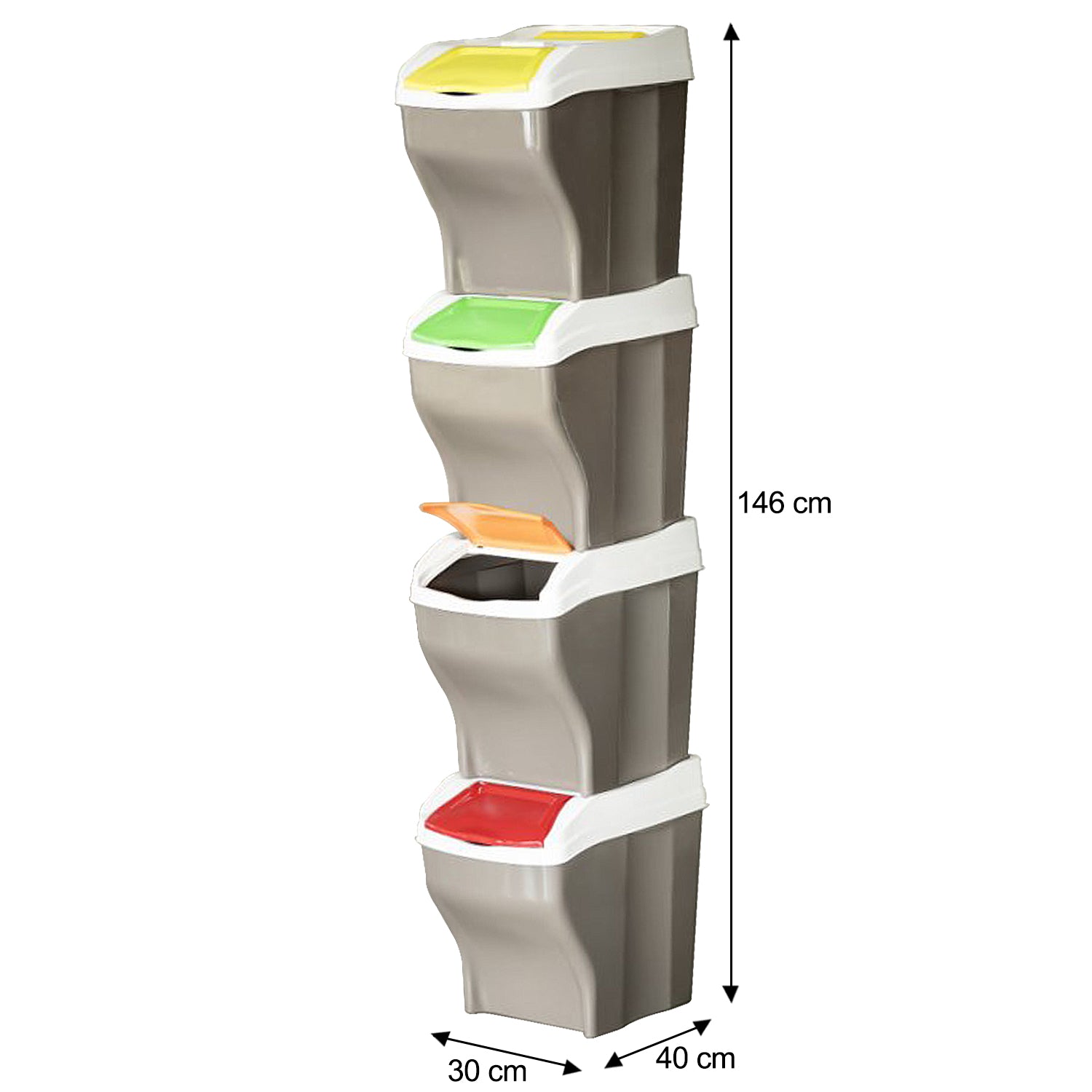 Set of 4 x 27 Litre Stackable Waste Recycling Bins + 20 Free Bin Bags