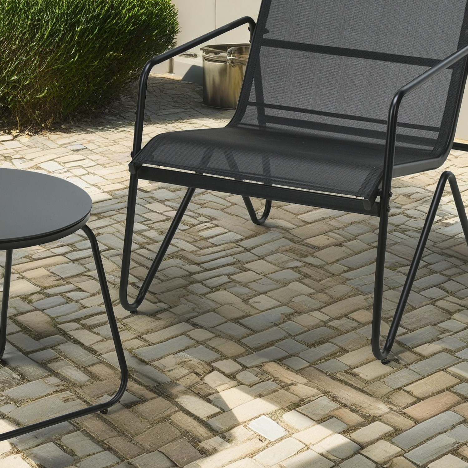 3 Piece Black Garden Furniture Lounge Set