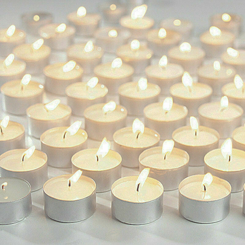 50 or 100 Unscented White Tealights - 8 Hour Burn Time