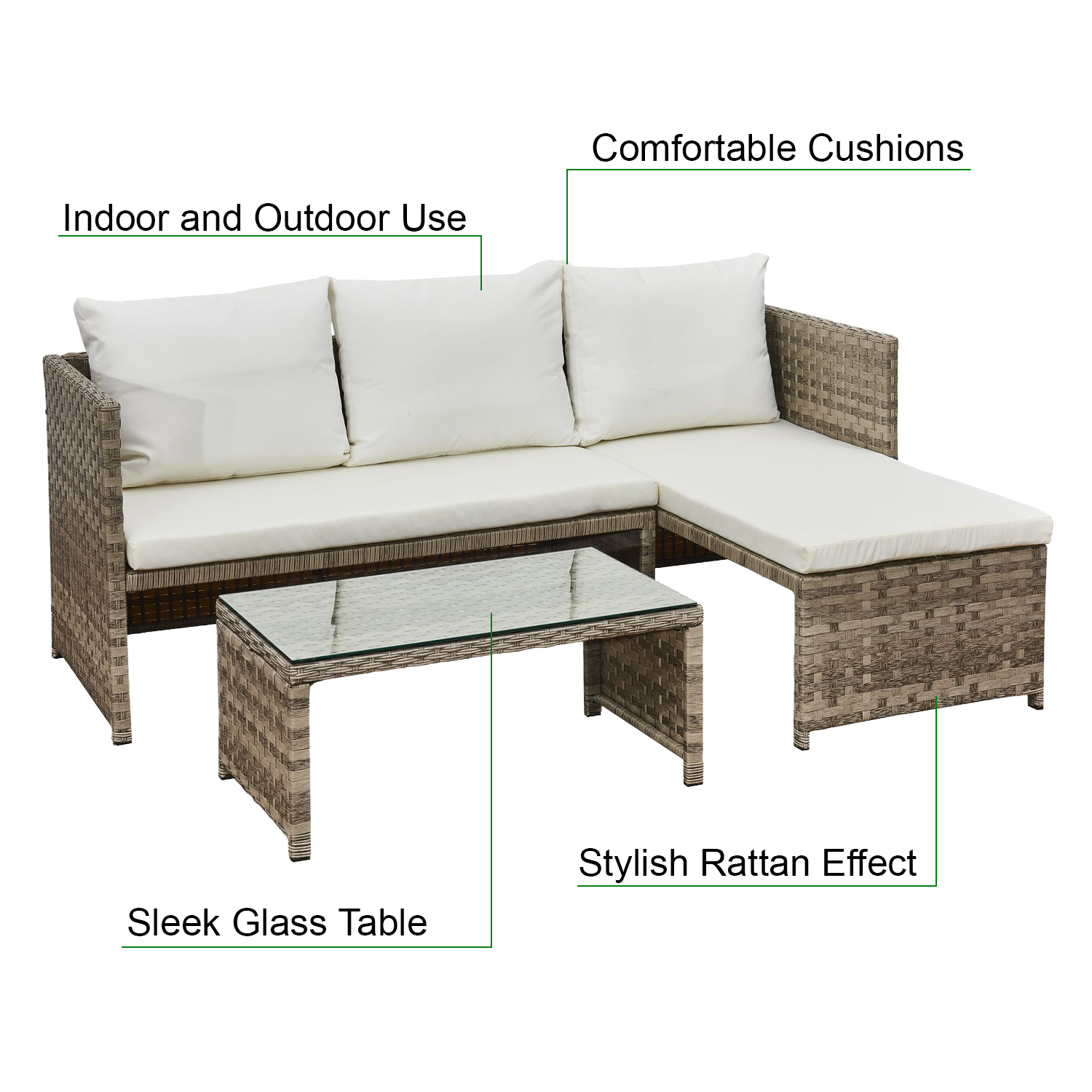 Florence Beige & Cream Outdoor Corner Sofa Set with Table