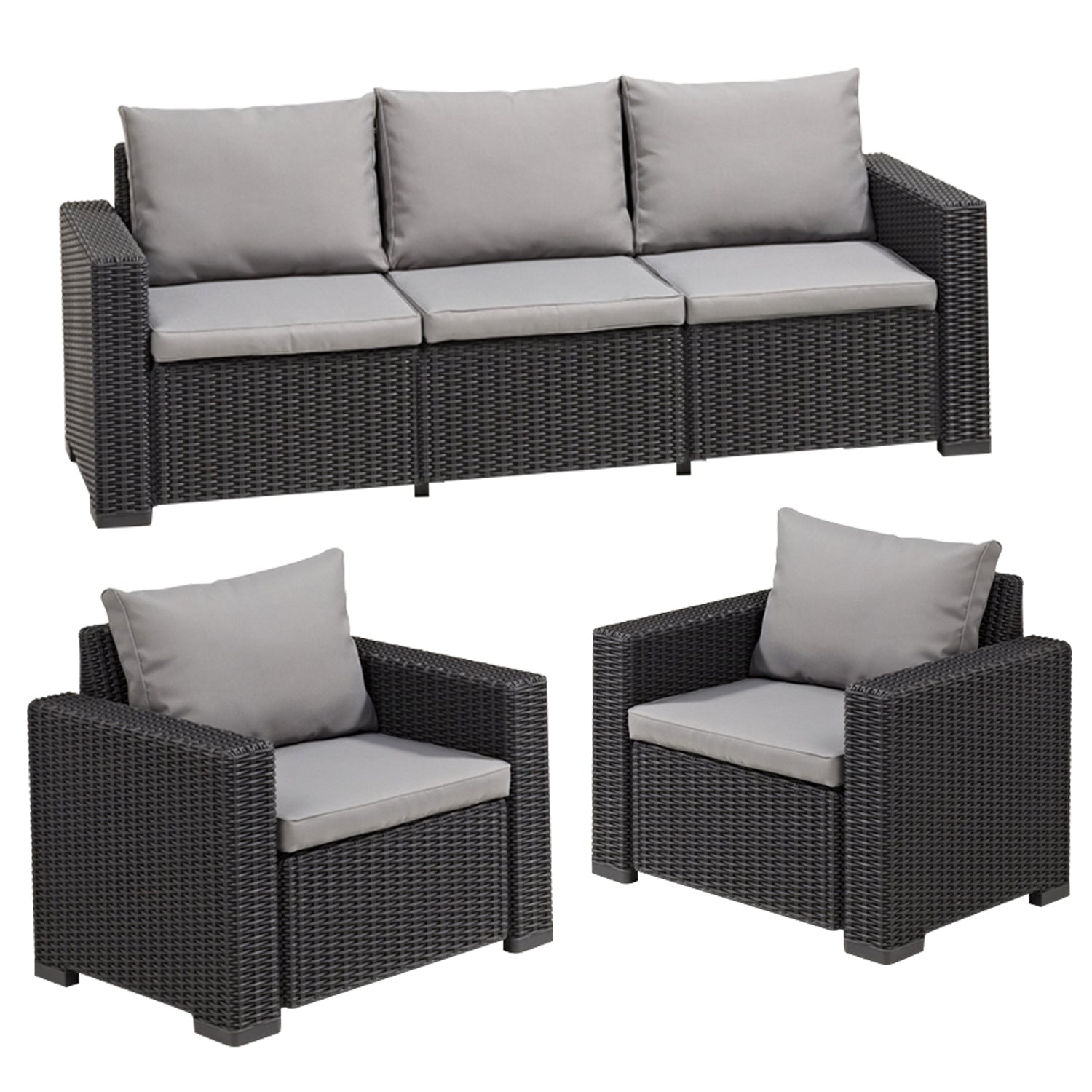 Keter California 5 Seat Rattan Outdoor Grey Sofa Set