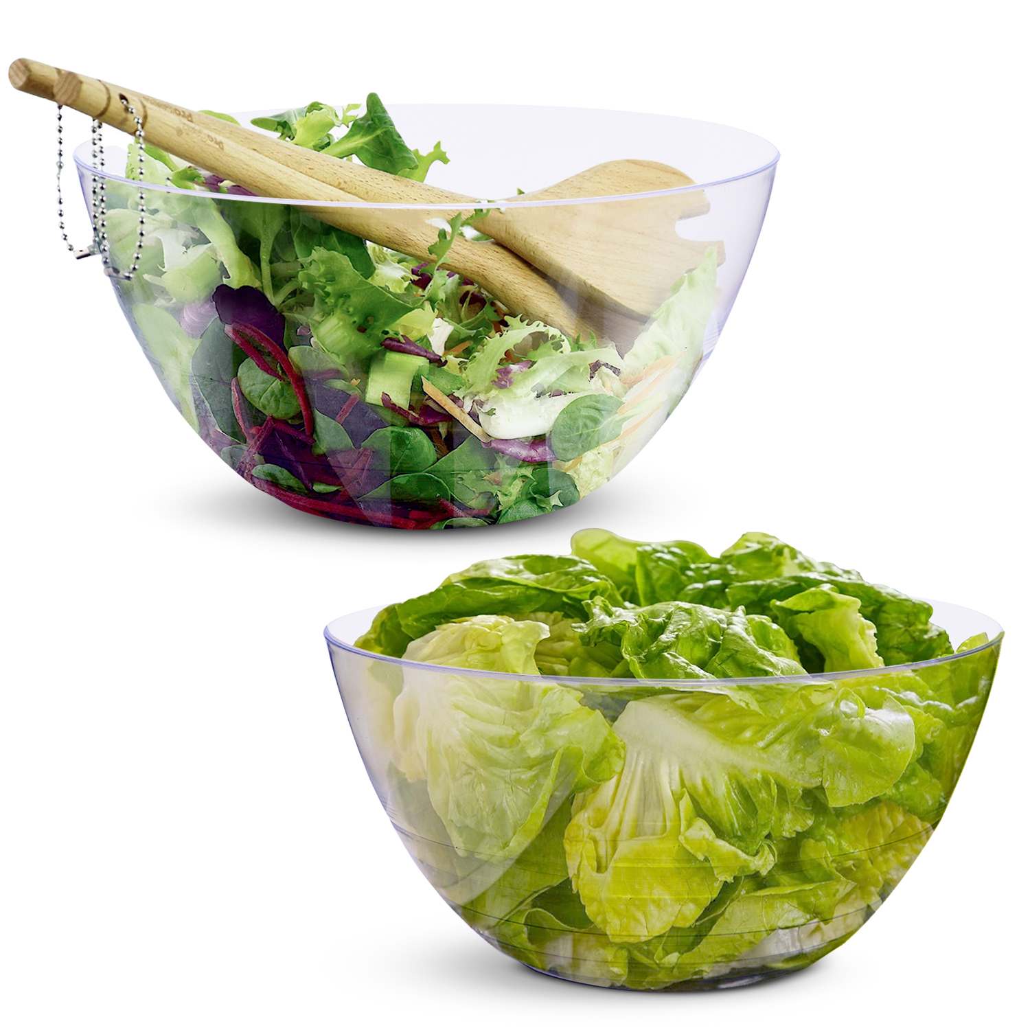 Clear Swirl Plastic Salad Serving Bowl