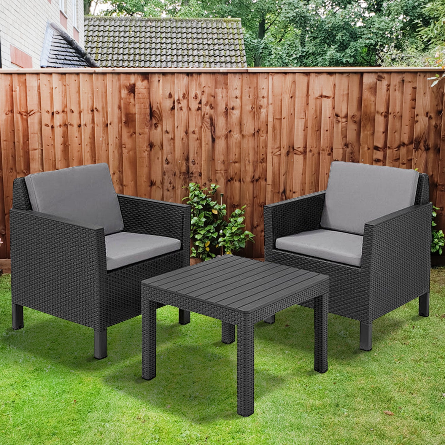 Keter Chicago 2 Seater Grey Balcony Set