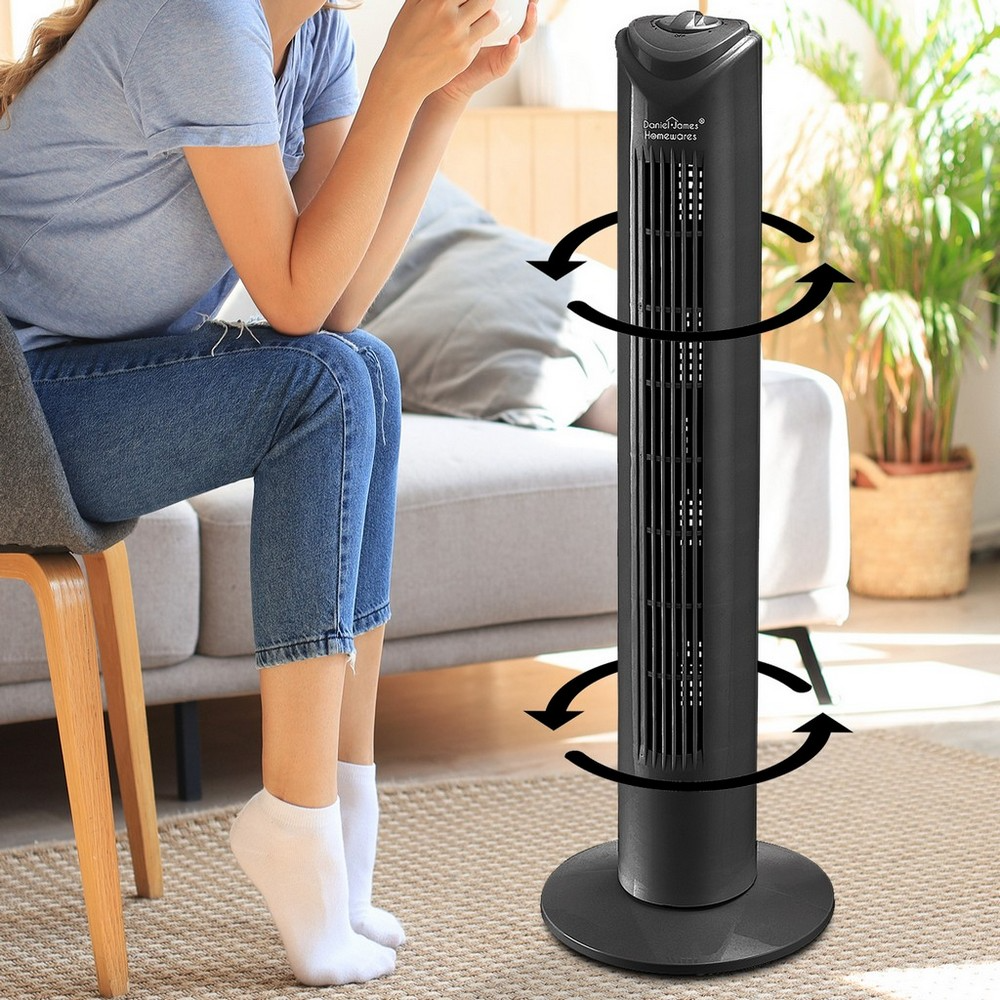 32'' Black Oscillating Tower Fan