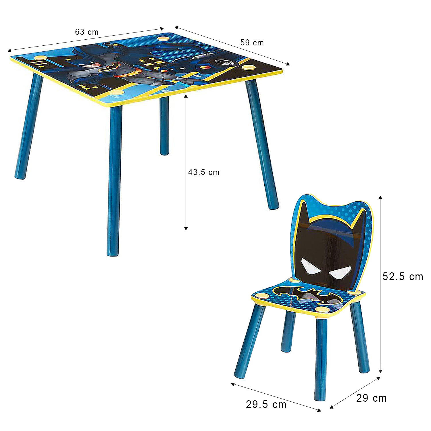 Batman Kids Wooden Table and 2 Chairs Set