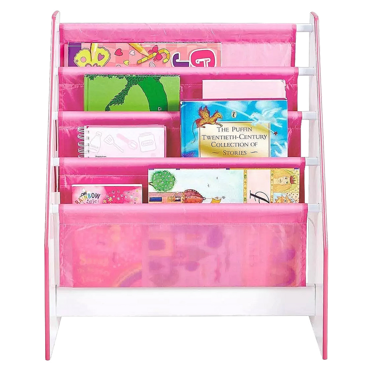 Pink Flowers and Birds Freestanding Sling Bookcase