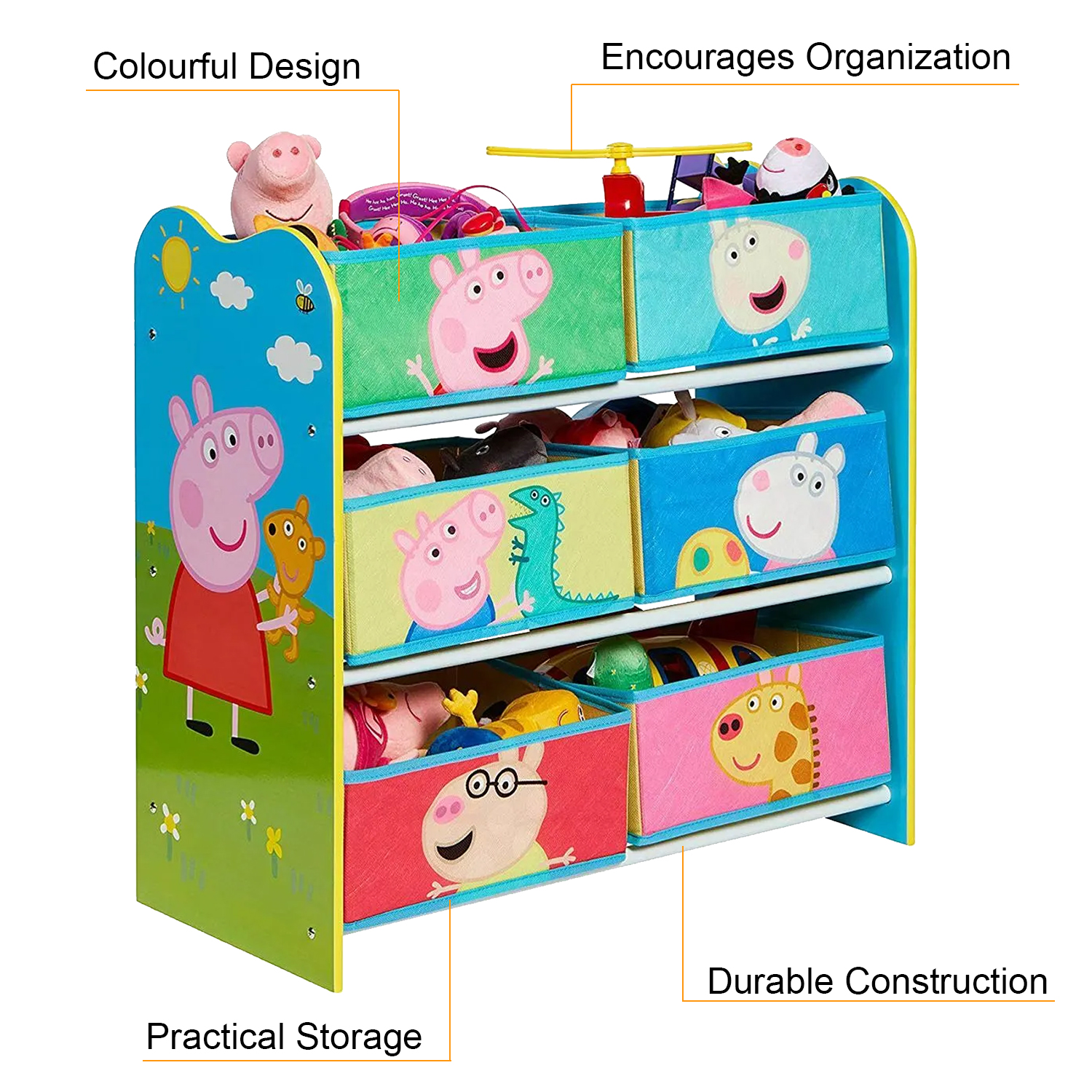 Peppa Pig 6 Drawer Wooden Kids Storage Unit