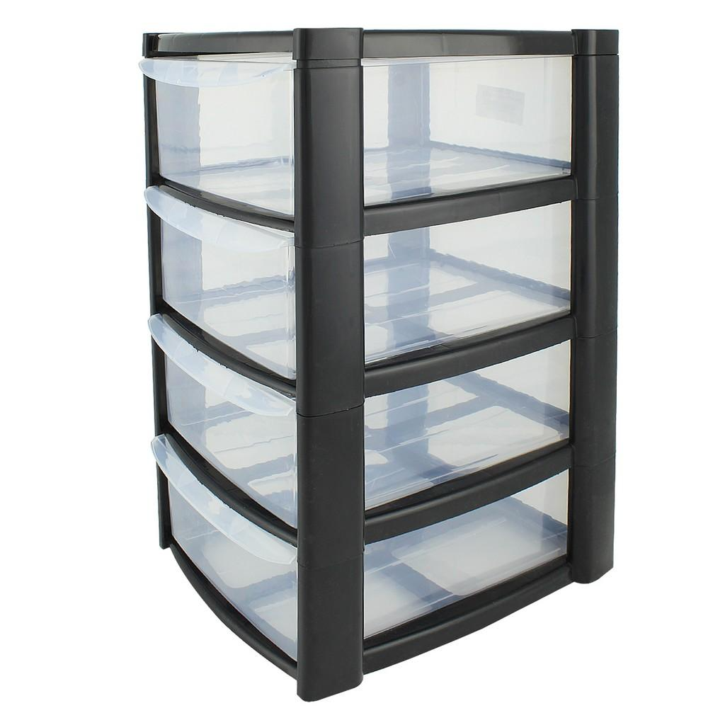 Black 3 or 4 Drawer Small Storage Tower Unit