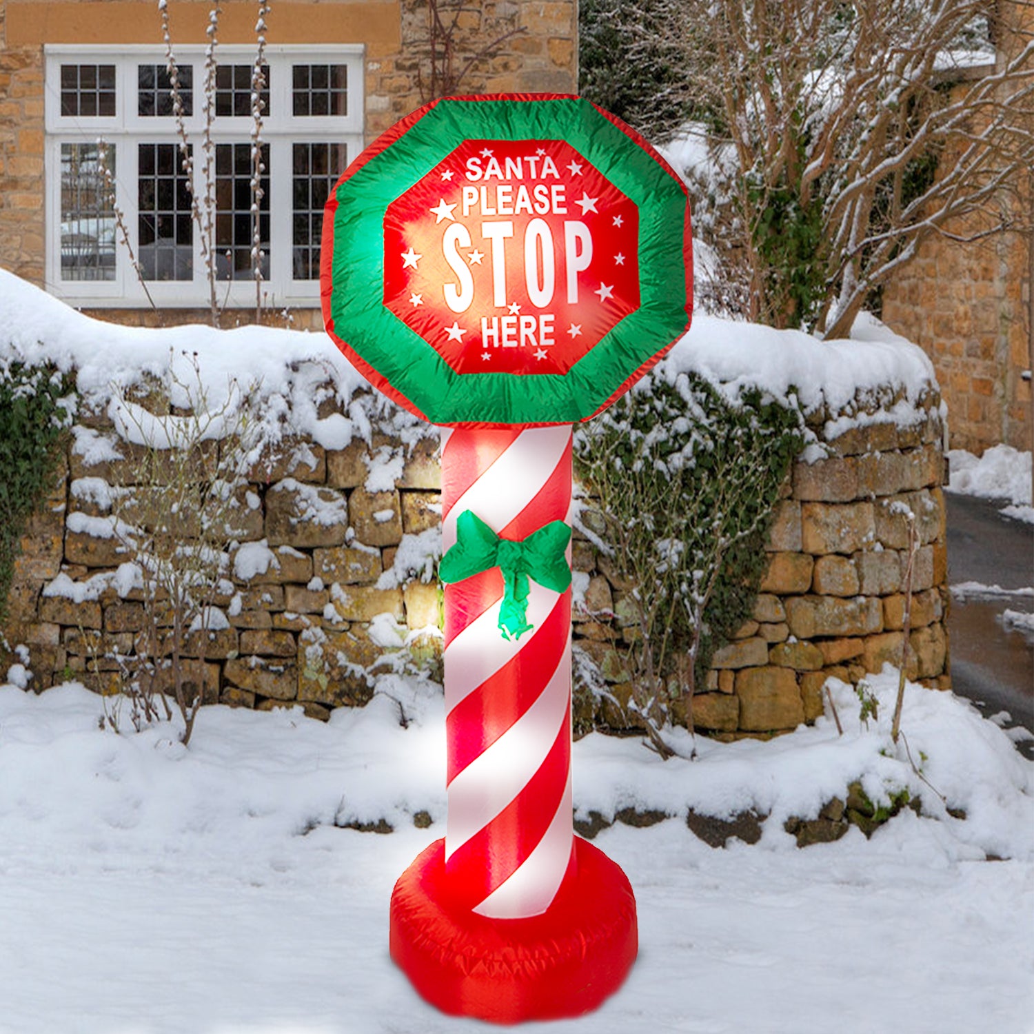 1.8m Inflatable Santa Stop Here Sign