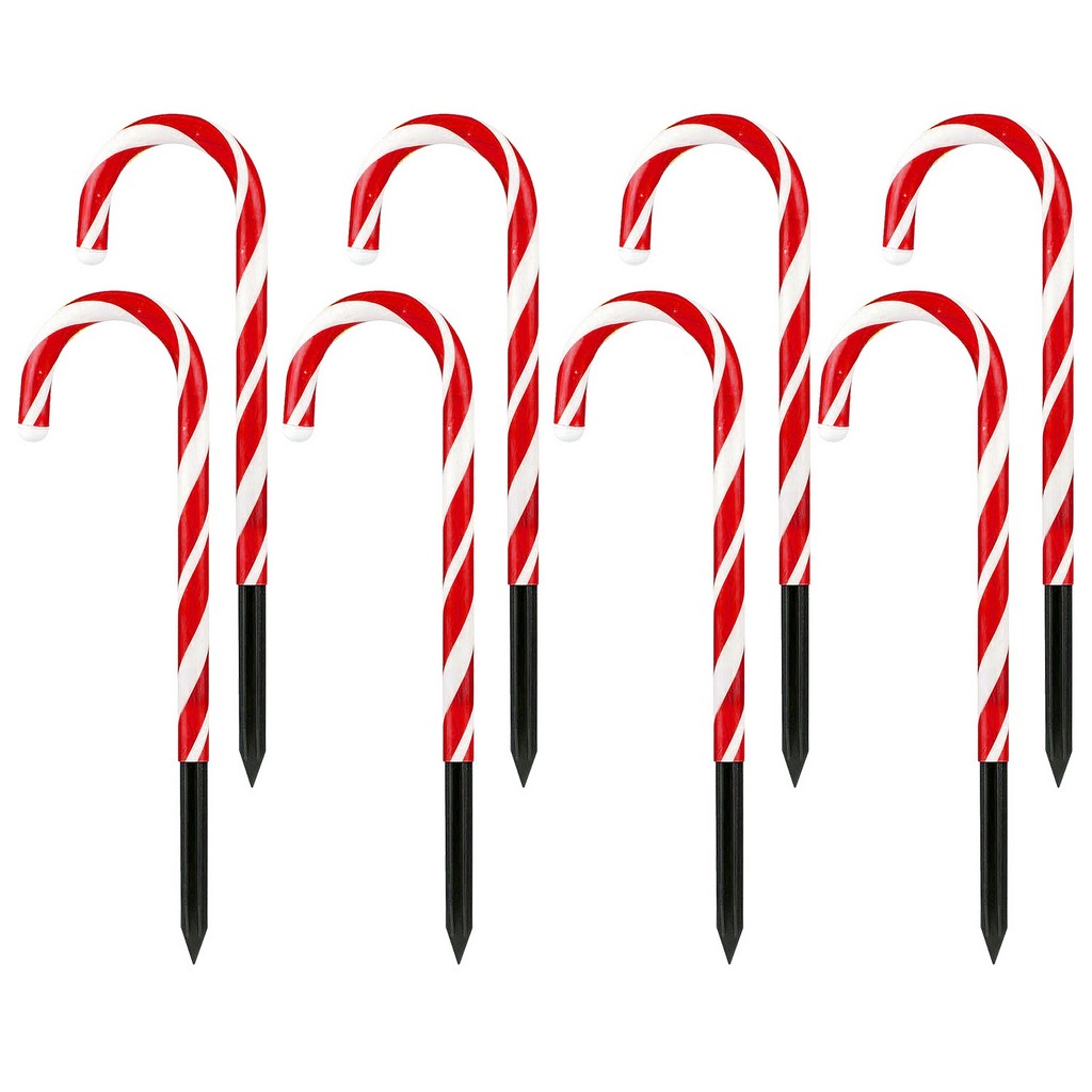 8PC LED Light-Up Candy Cane Ground Lamp Set