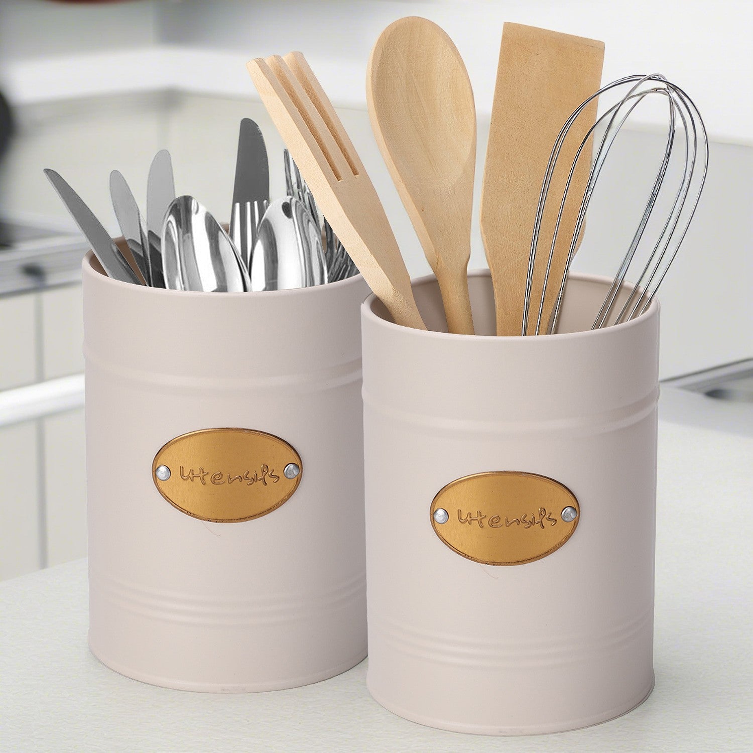 Cream Kitchen Utensil Holder