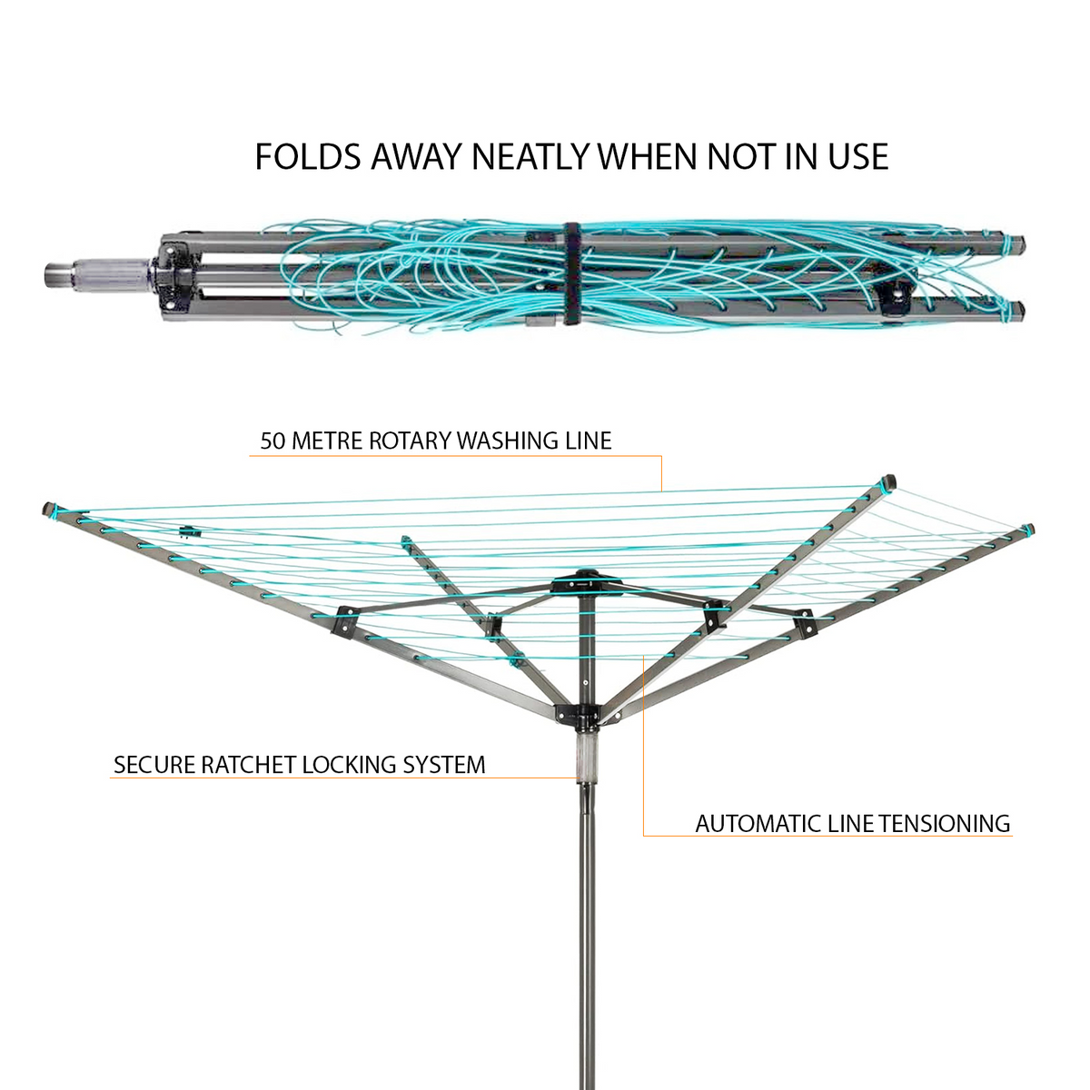 50 Metre Rotary Clothes Airer Washing Line