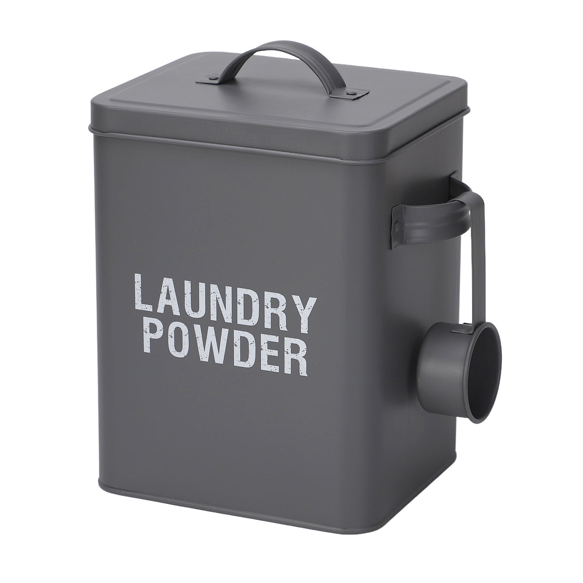 Grey Laundry Powder Storage Box with Scoop