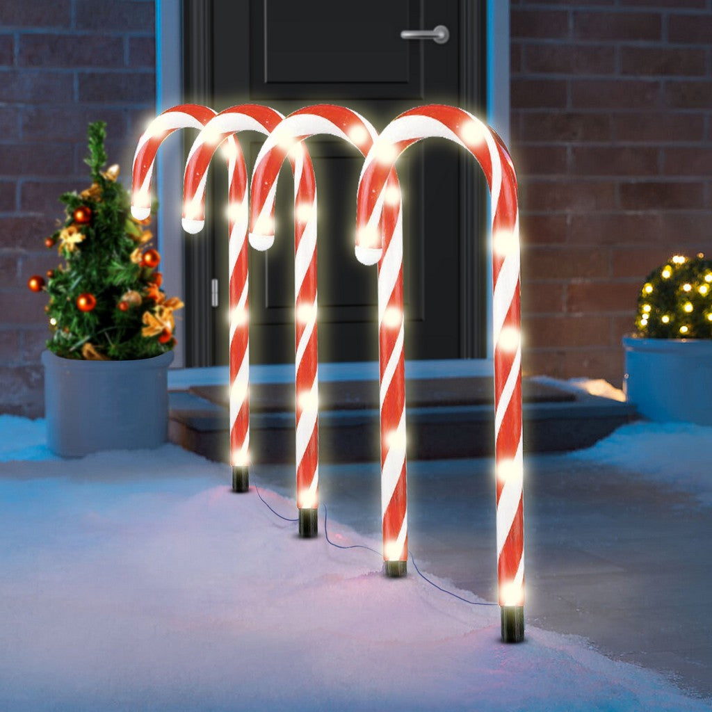 8PC LED Light-Up Candy Cane Ground Lamp Set