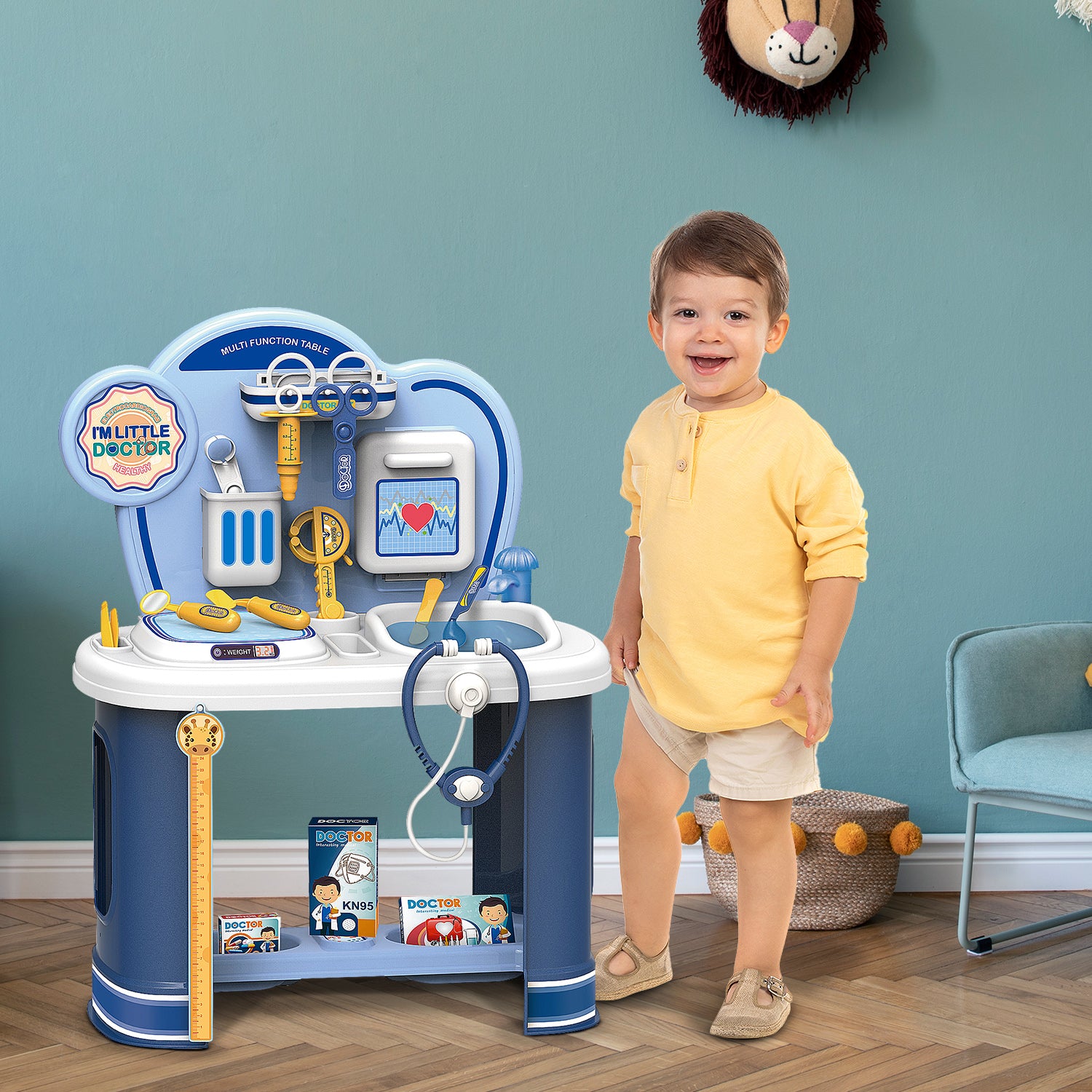 Blue Doctors Playset Pretend Medical Station Toy