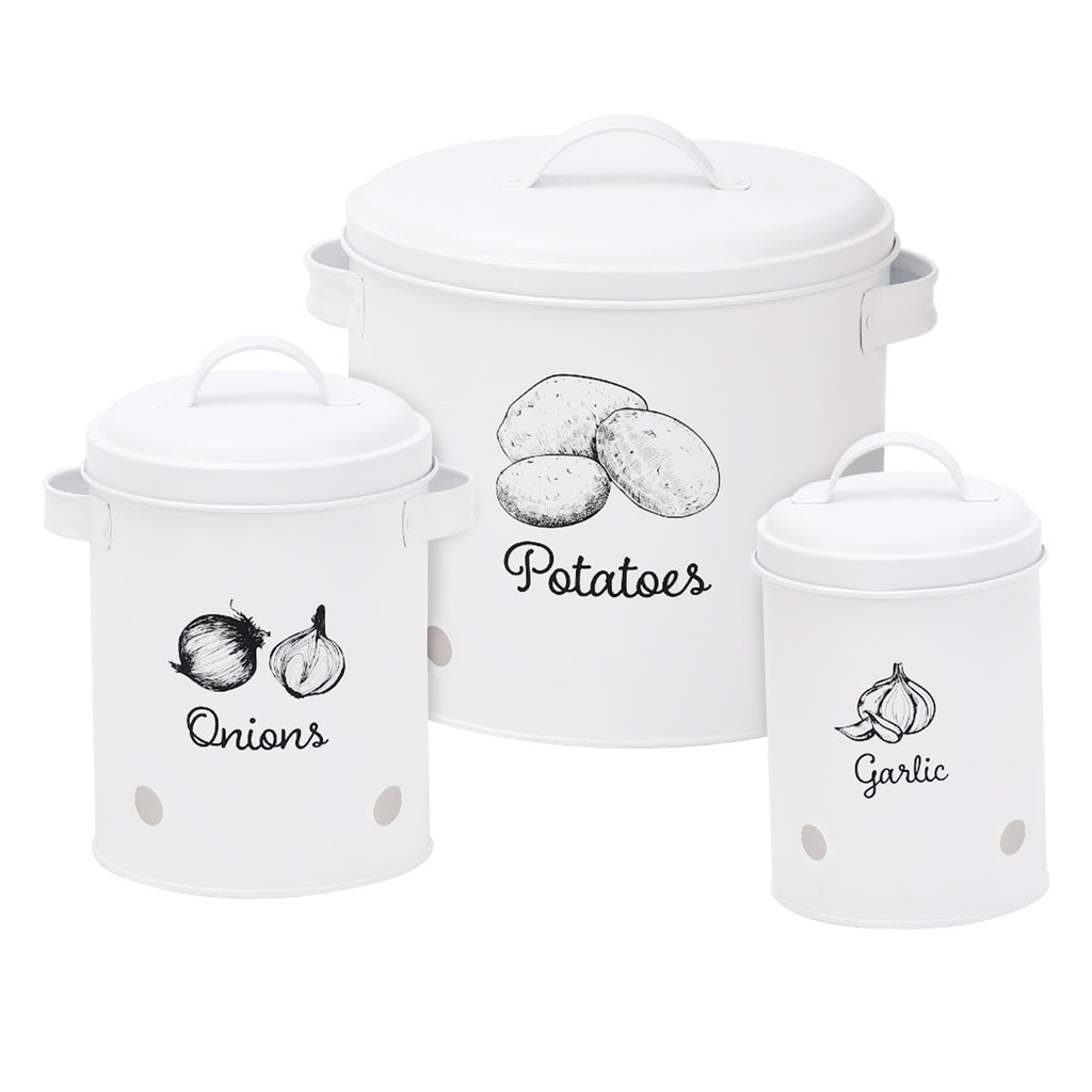 Set of 3 Vegetable Kitchen Storage Canisters