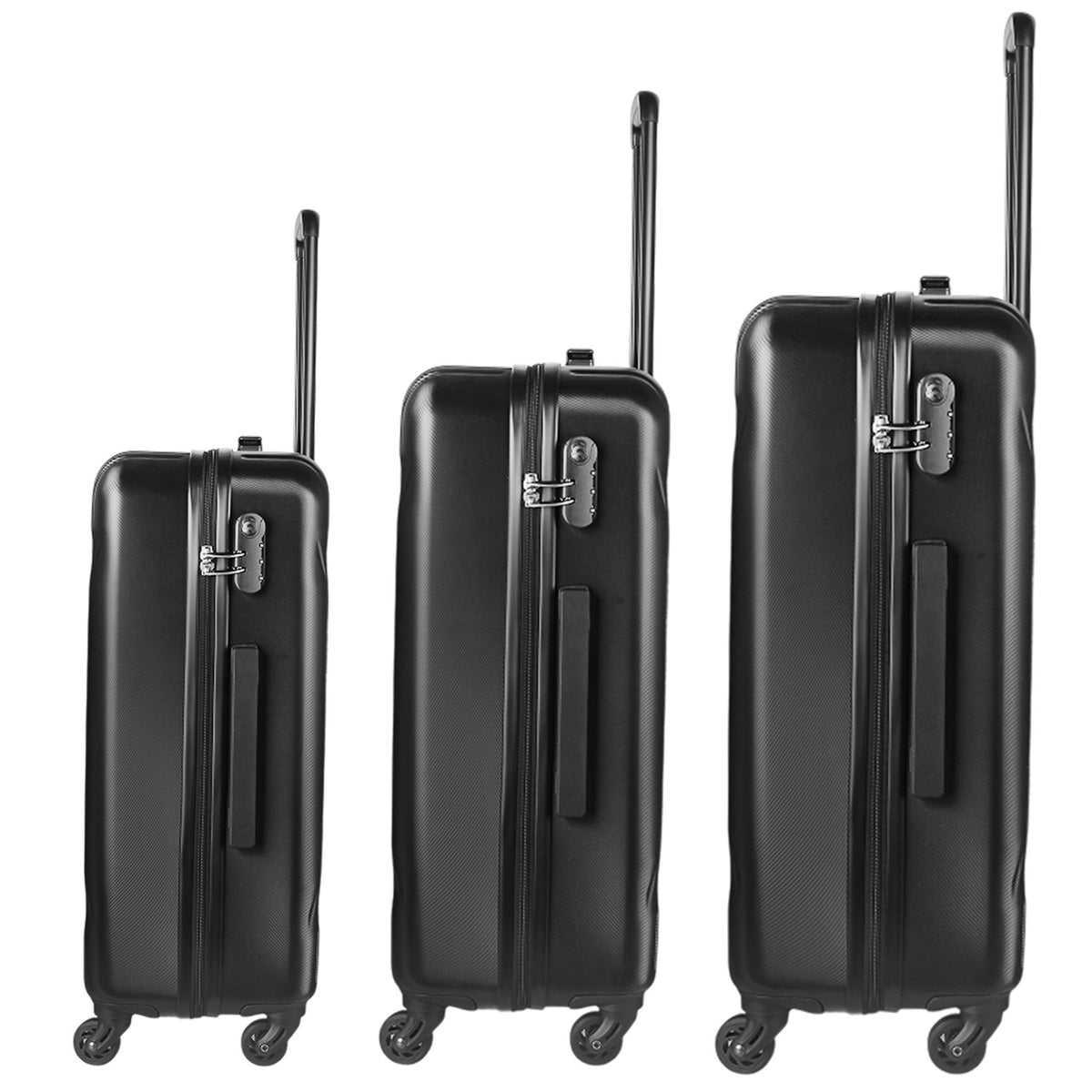 Set of 3 Hard Shell Luggage Suitcases - 20", 24", & 28" | Black or Silver