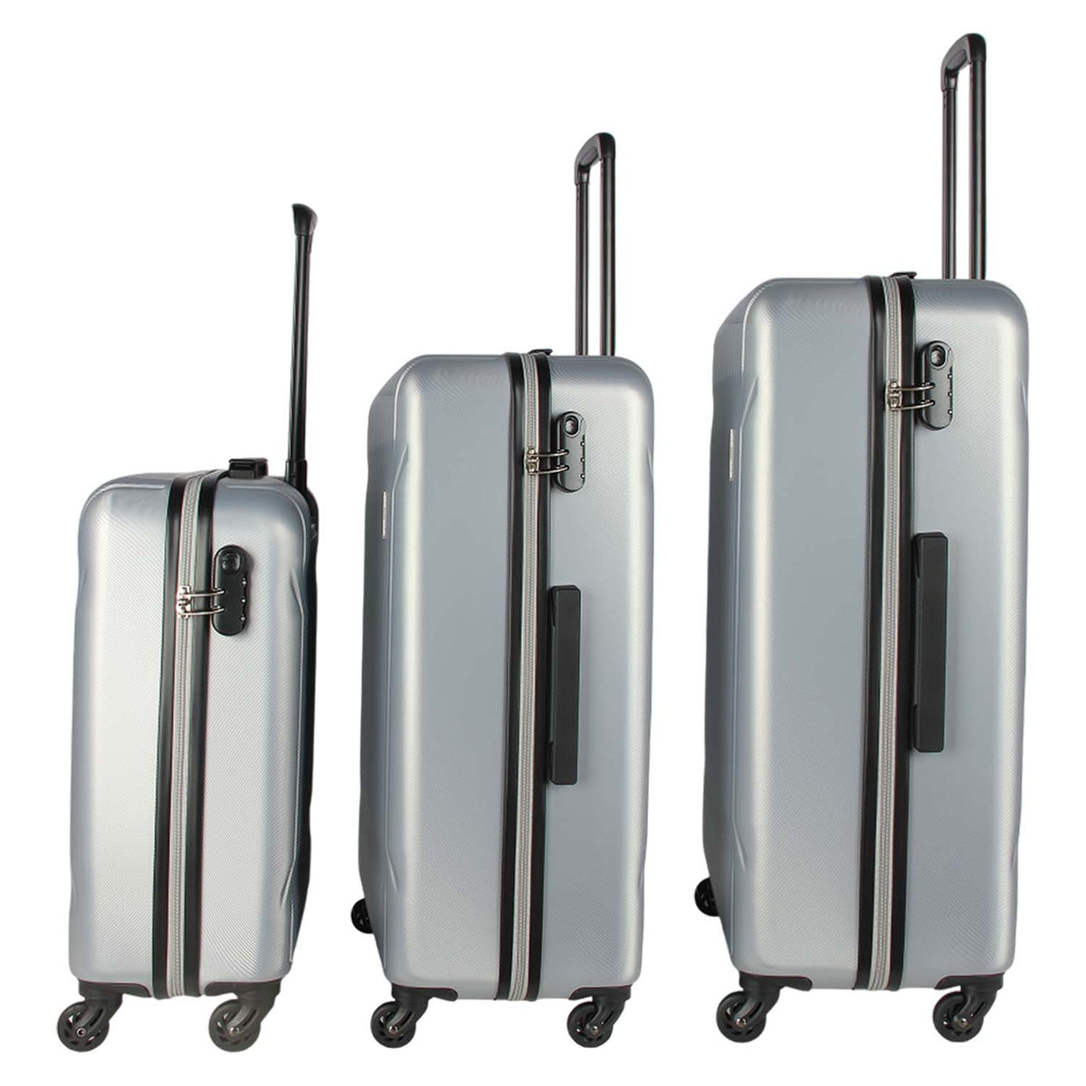 Set of 3 Hard Shell Luggage Suitcases - 20", 24", & 28" | Black or Silver