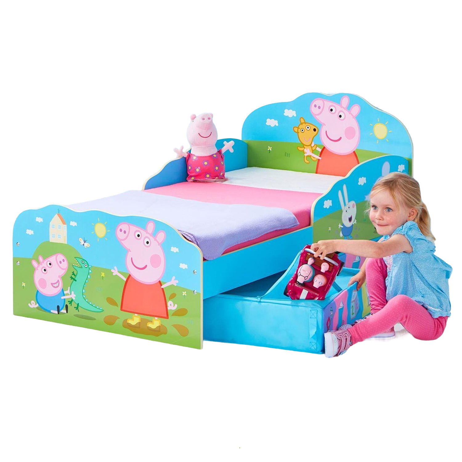 Peppa Pig & George Toddler Bed with Storage Drawers