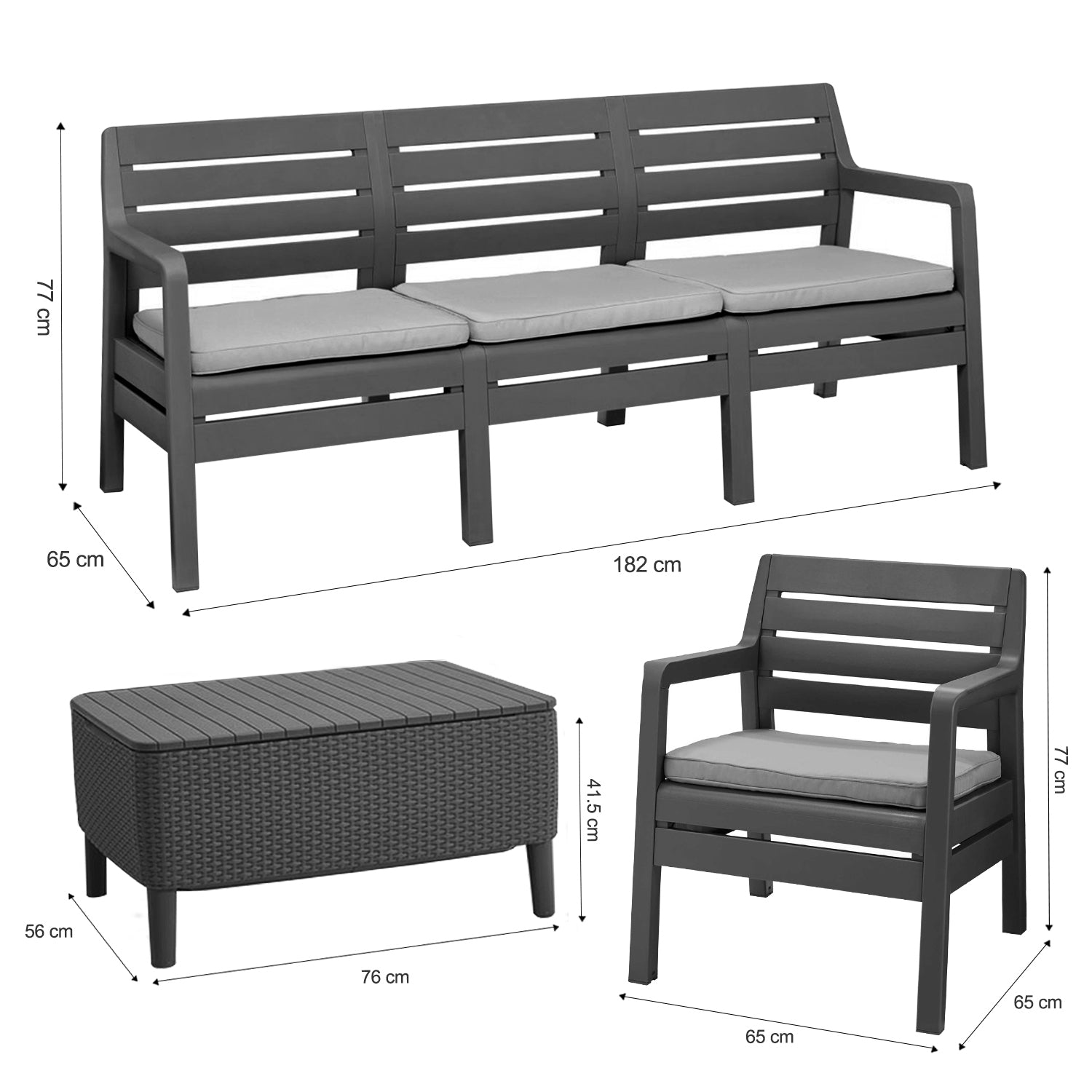 Keter Delano 5 Seater Grey Outdoor Furniture Set