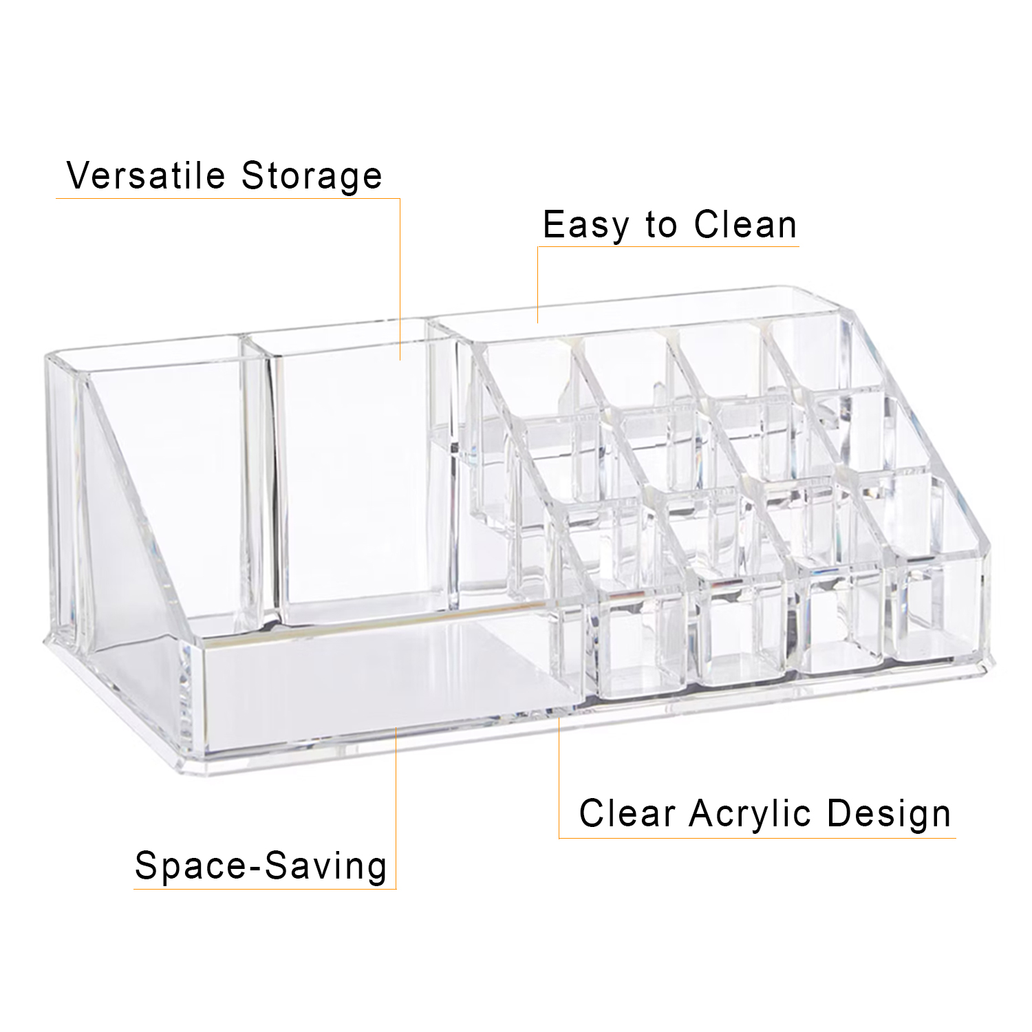 Clear Acrylic Makeup Cosmetic Organiser with 16 Compartments