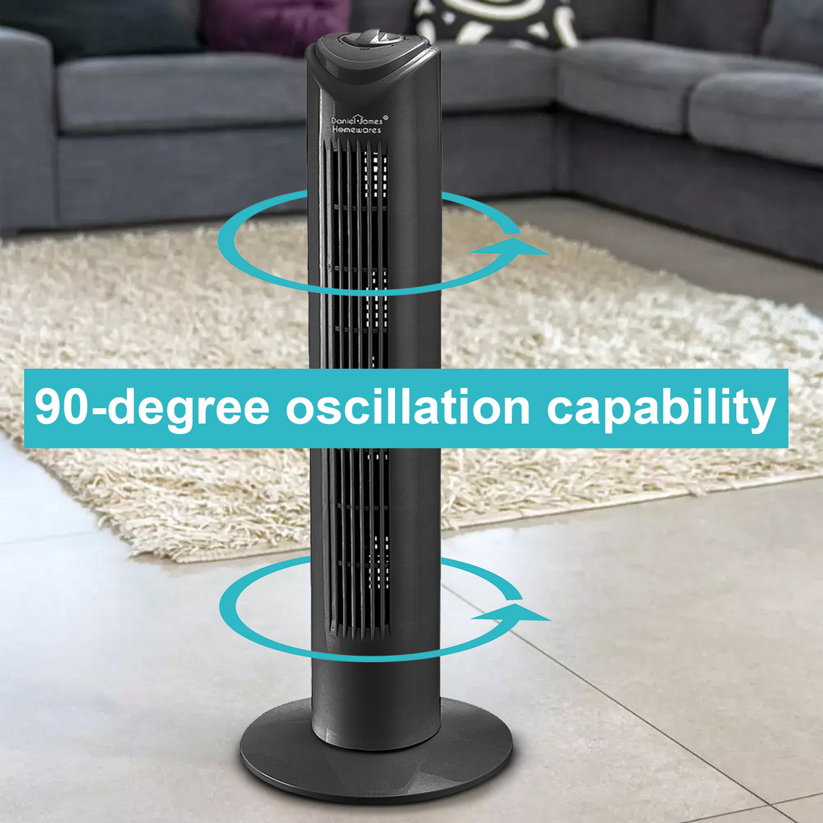 32'' Black Oscillating Tower Fan