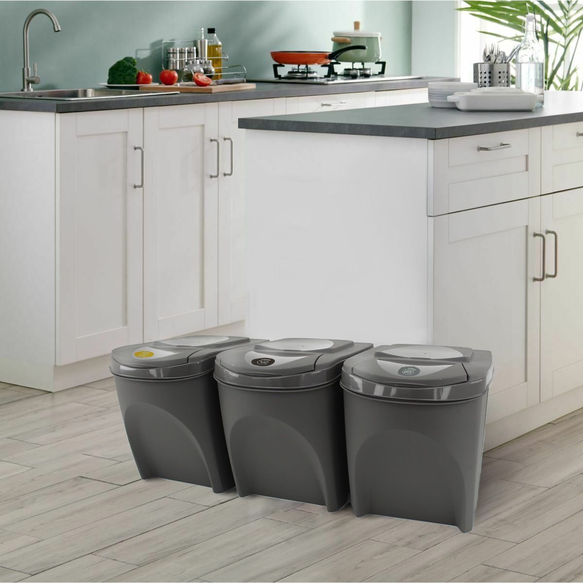 Set of 3 25 Litre Stackable Recycling Bins