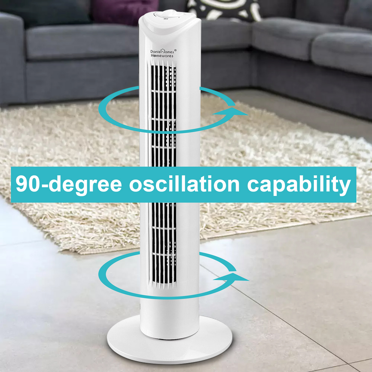 32'' White Oscillating Tower Fan