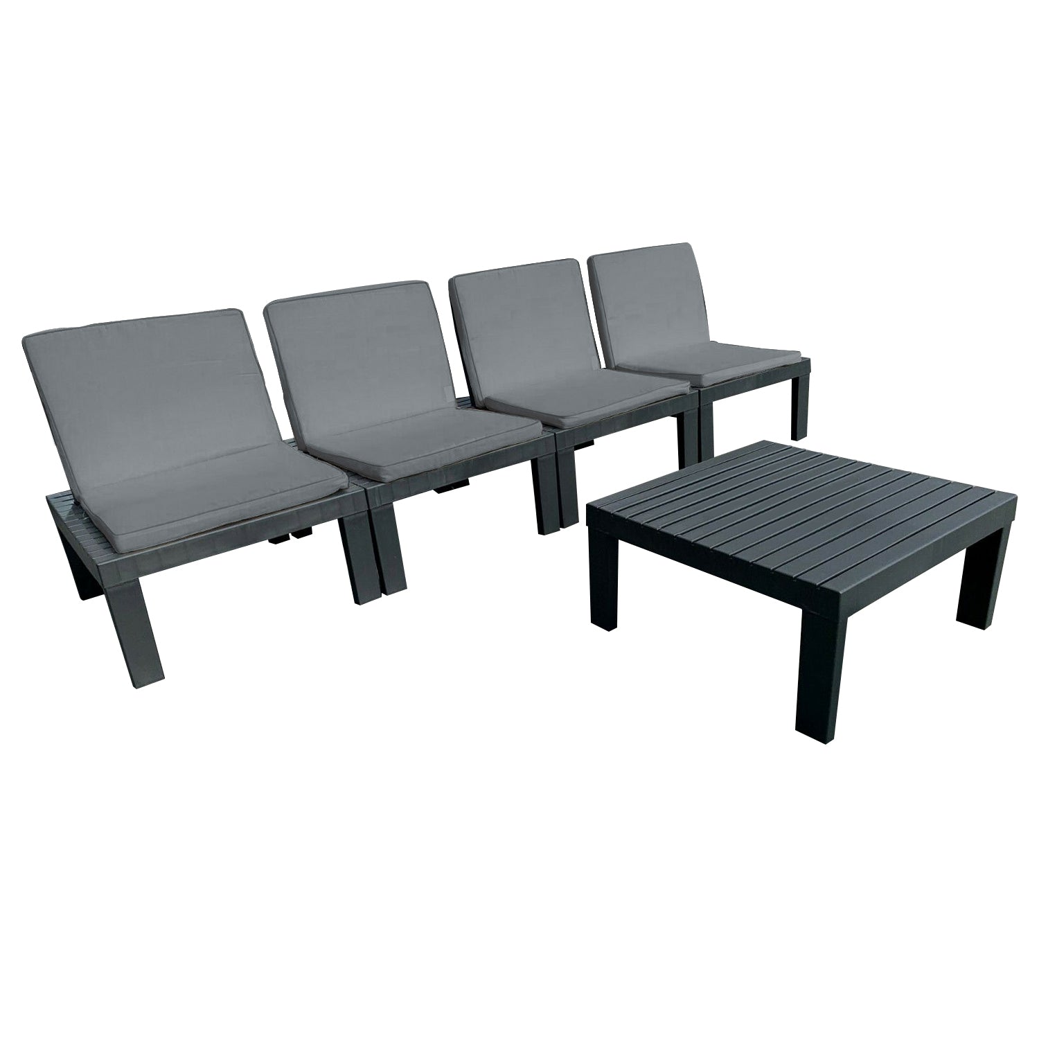 5 Piece Rattan Garden Furniture Set with Cushions