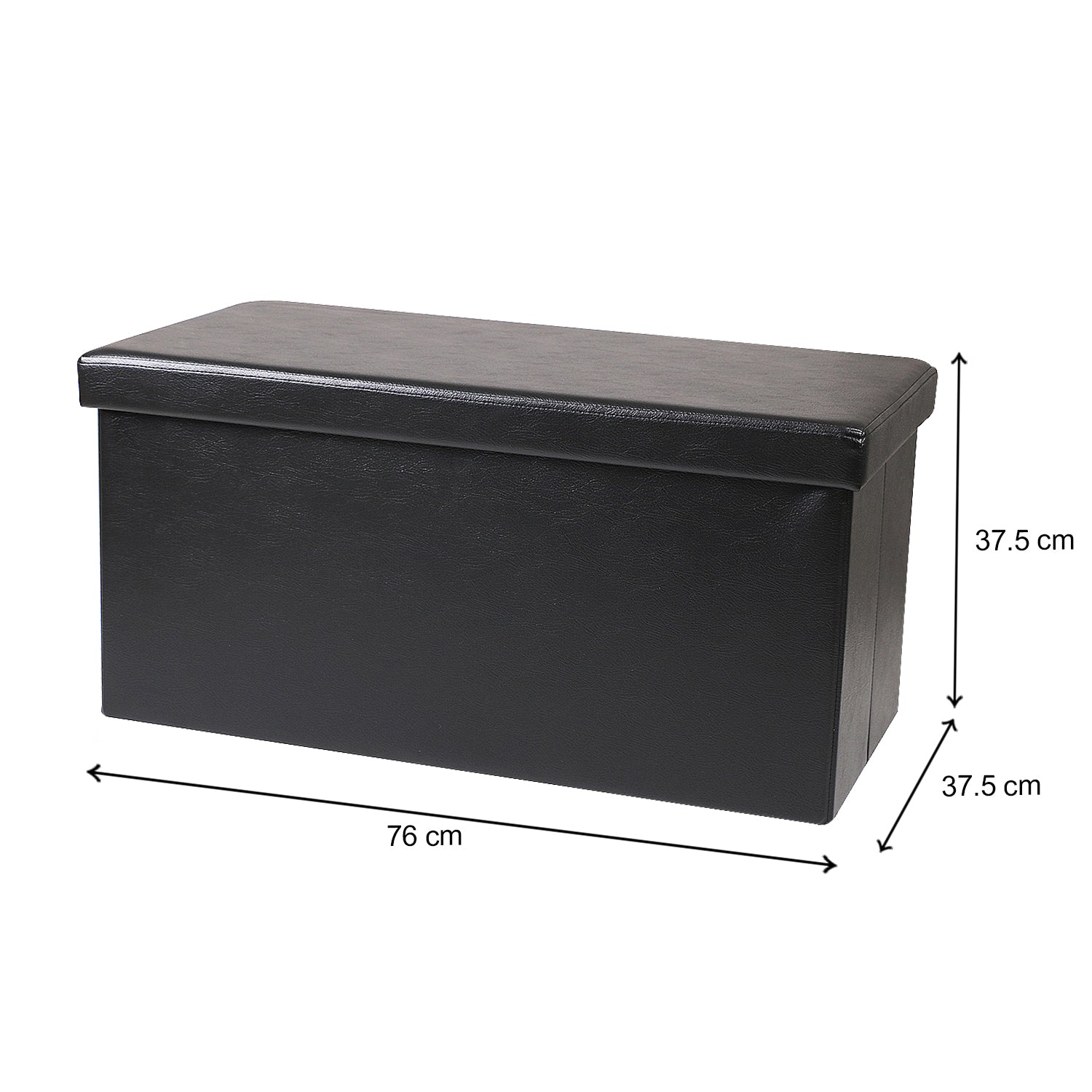 Black Leather Foldable Storage Ottoman